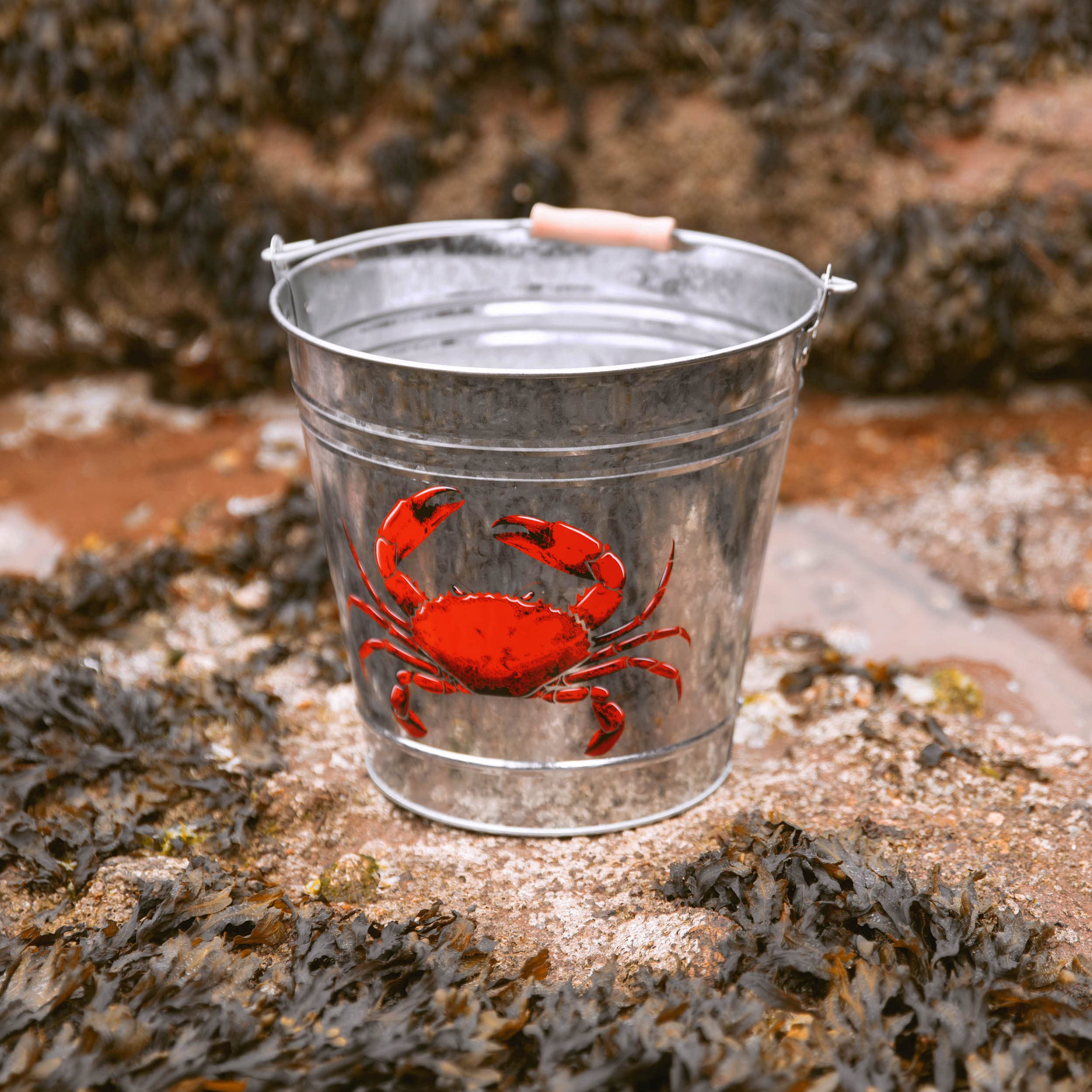 Yello Metal Crab Bucket - 6L Capacity | Galvanised Steel | Wooden Handle | BU1308