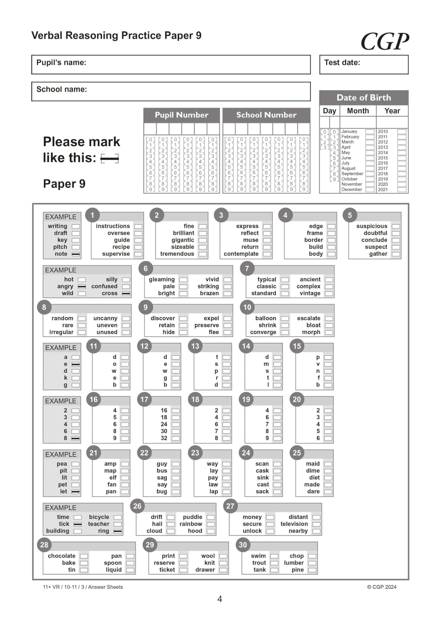 CGP Books 11+ GL Verbal Reasoning Practice Papers Pack 3 - Ages 10-11 | 76 Pages | Paperback 6