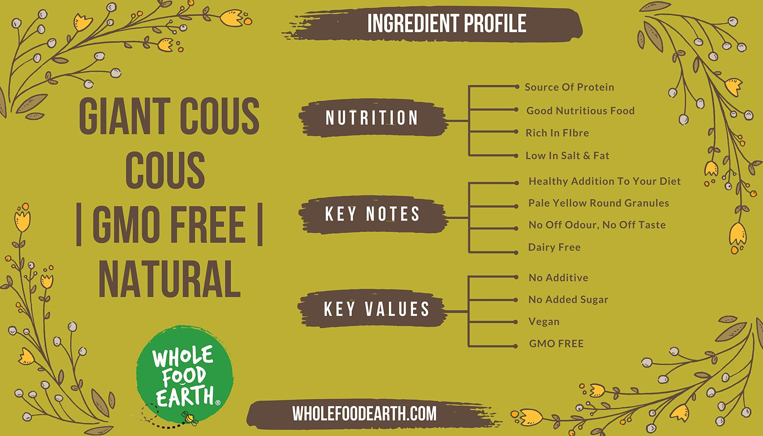 Wholefood Earth Giant Couscous - 250g | GMO Free | Natural | Vegan Friendly 4