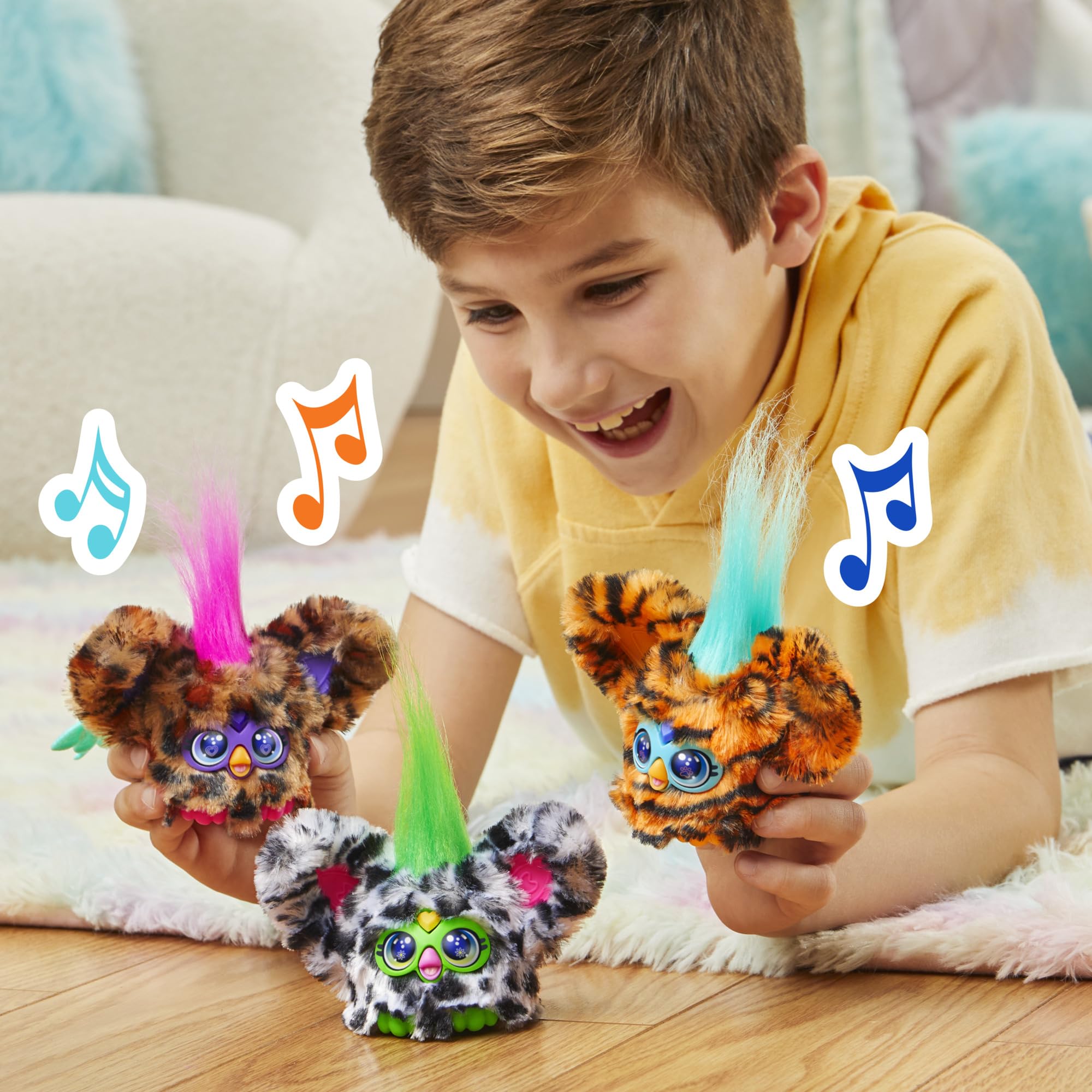 Furby Moo-Boo Interactive Plush Toy - 45+ Sounds & Music | Peekaboo Ears | 2 Keychain Clips | Ages 6+ 4