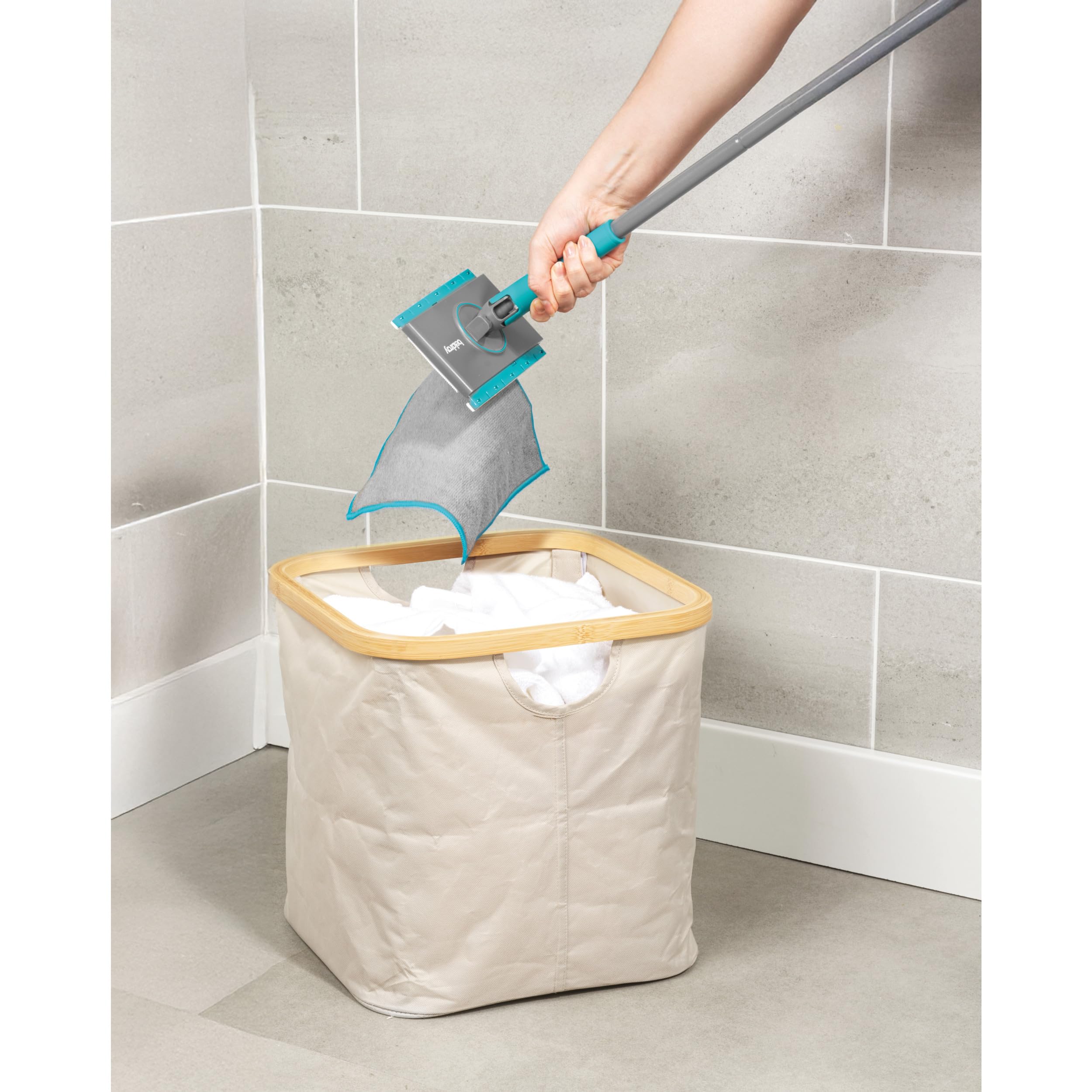 Beldray Anti-Bac Clip-to-Grip Bathroom Mop - Large Mop Head, 360° Handle, Includes 4 Cloths 6