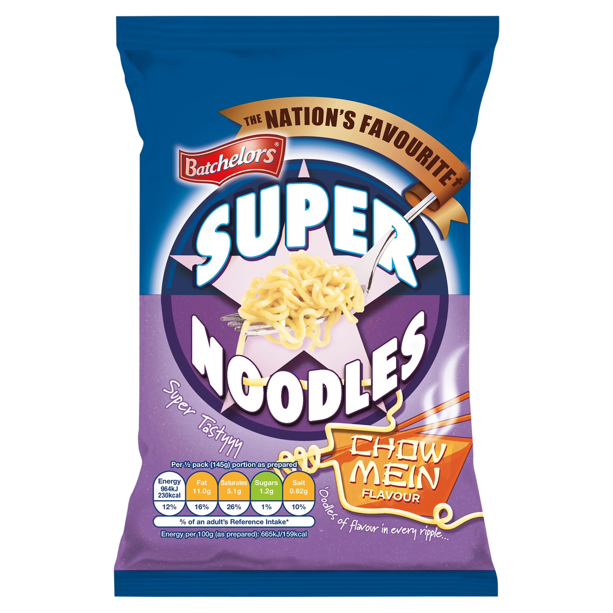 Batchelors Super Noodles Chow Mein Flavour - Instant Meal, Ready in 4 Minutes | 90g Pack