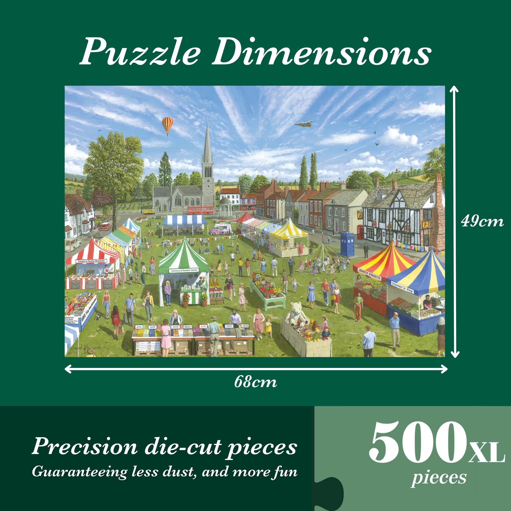 Falcon The Village Fete - 500XL Piece Jigsaw Puzzle for Adults | Richard Harpum Illustration | Recycled Cardboard