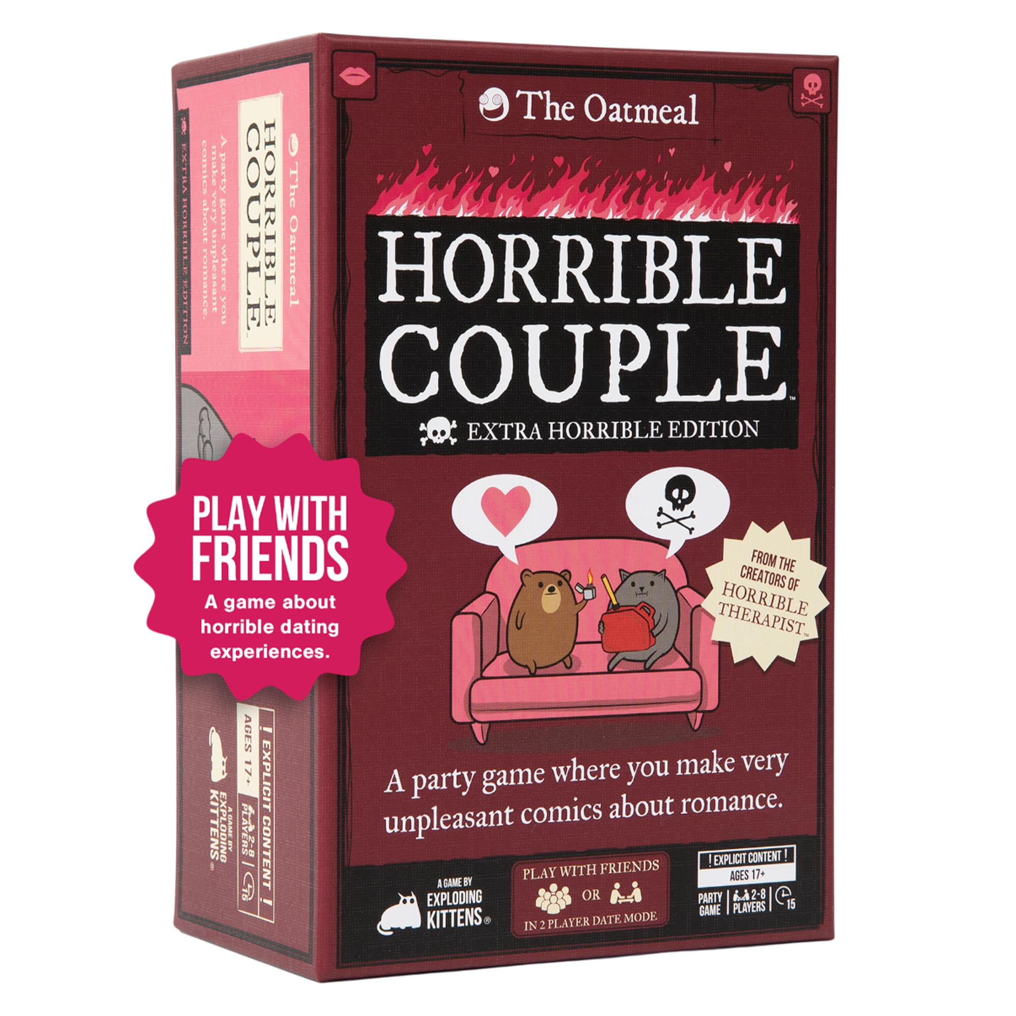 Exploding Kittens Horrible Couple – Extra Horrible Edition Party Card Game | 2-8 Players | Ages 17+