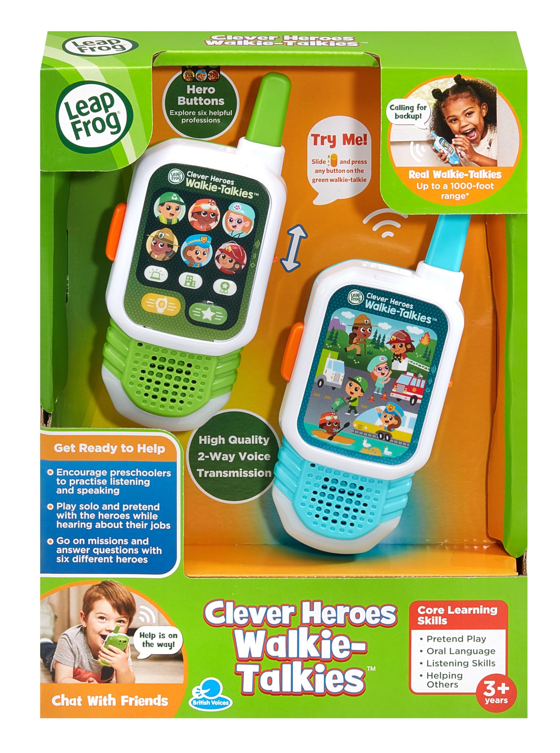VTech Clever Heroes Walkie-Talkies - Interactive Role Play | 1000ft Range | Ages 3+