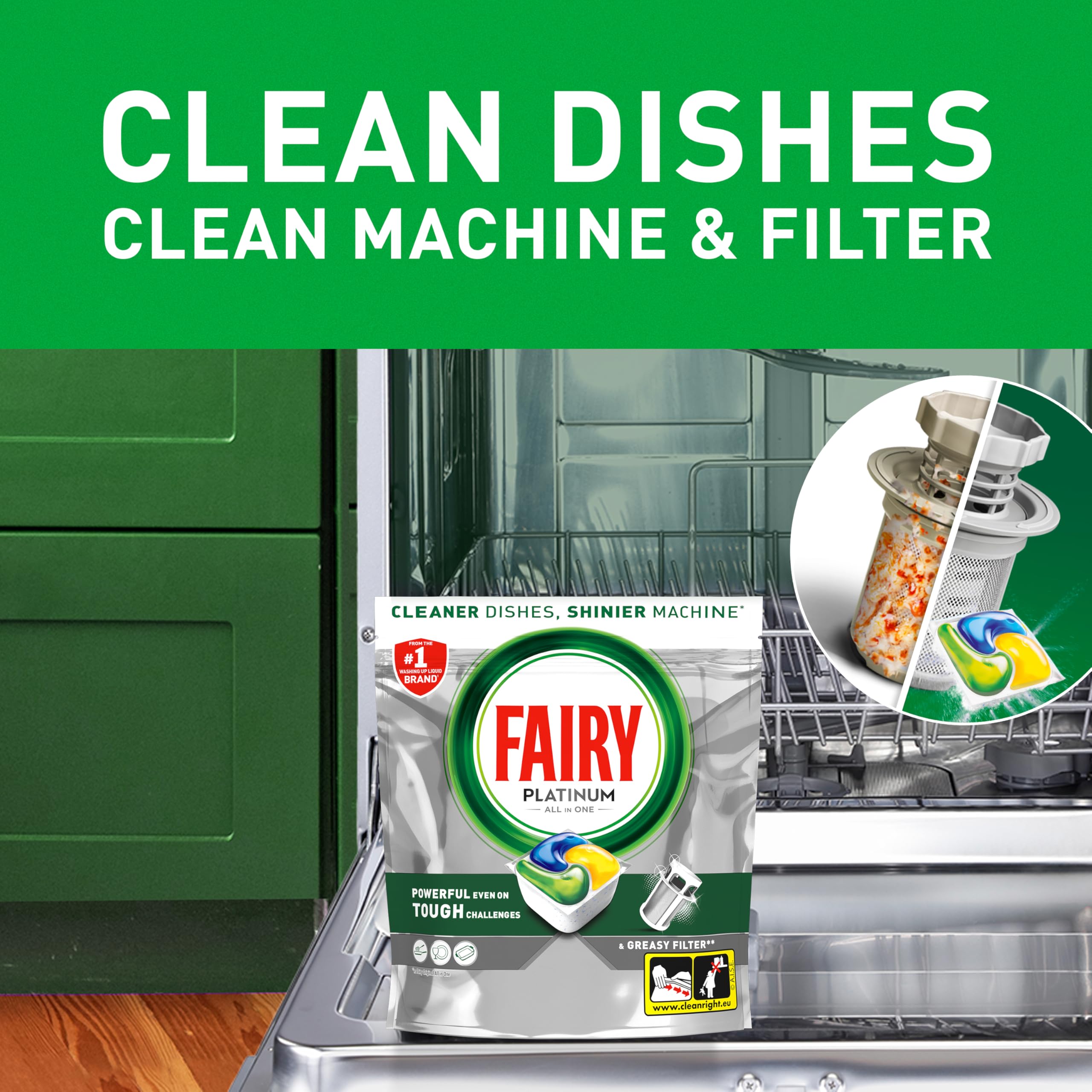 Fairy Platinum All-In-1 Dishwasher Tablets Lemon - 74 Count | Grease Prevention & Rinse Aid Action 3