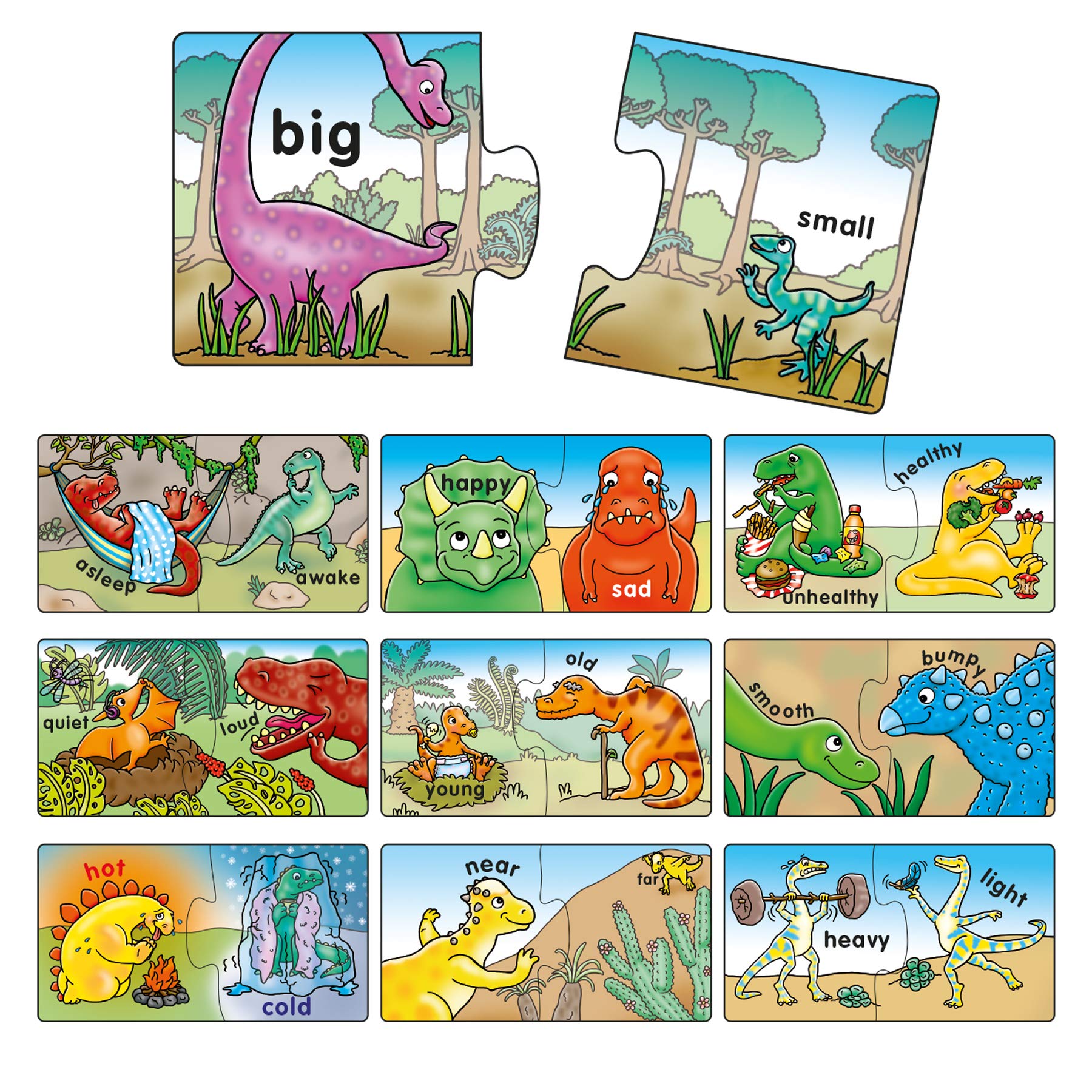 Orchard Toys Dinosaur Opposites Activity Puzzles - 20 Two-Piece Educational Puzzles for Ages 3-6 7