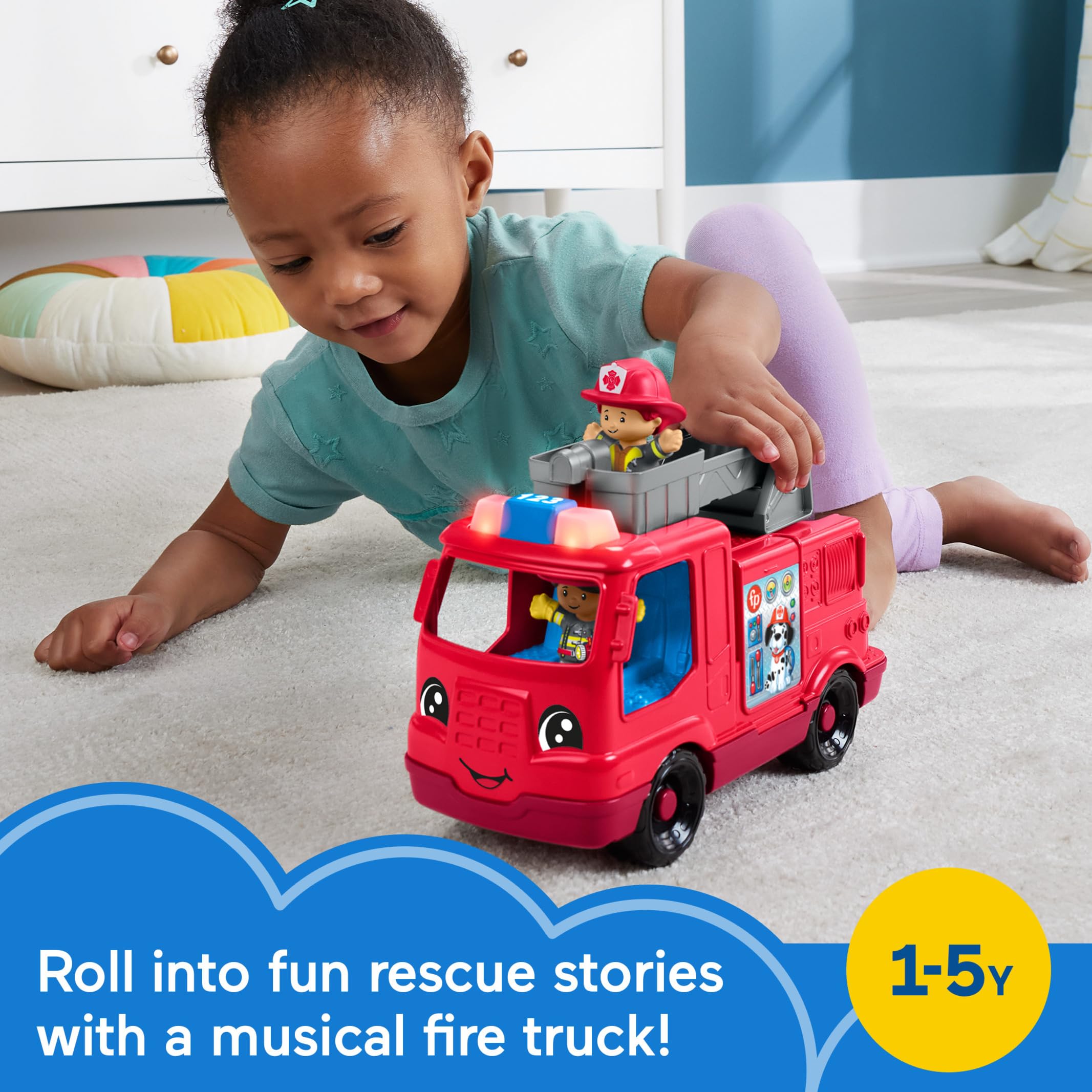 Fisher-Price Little People Fire Truck Push-Along Toy with Lights & Music | Ages 1-5