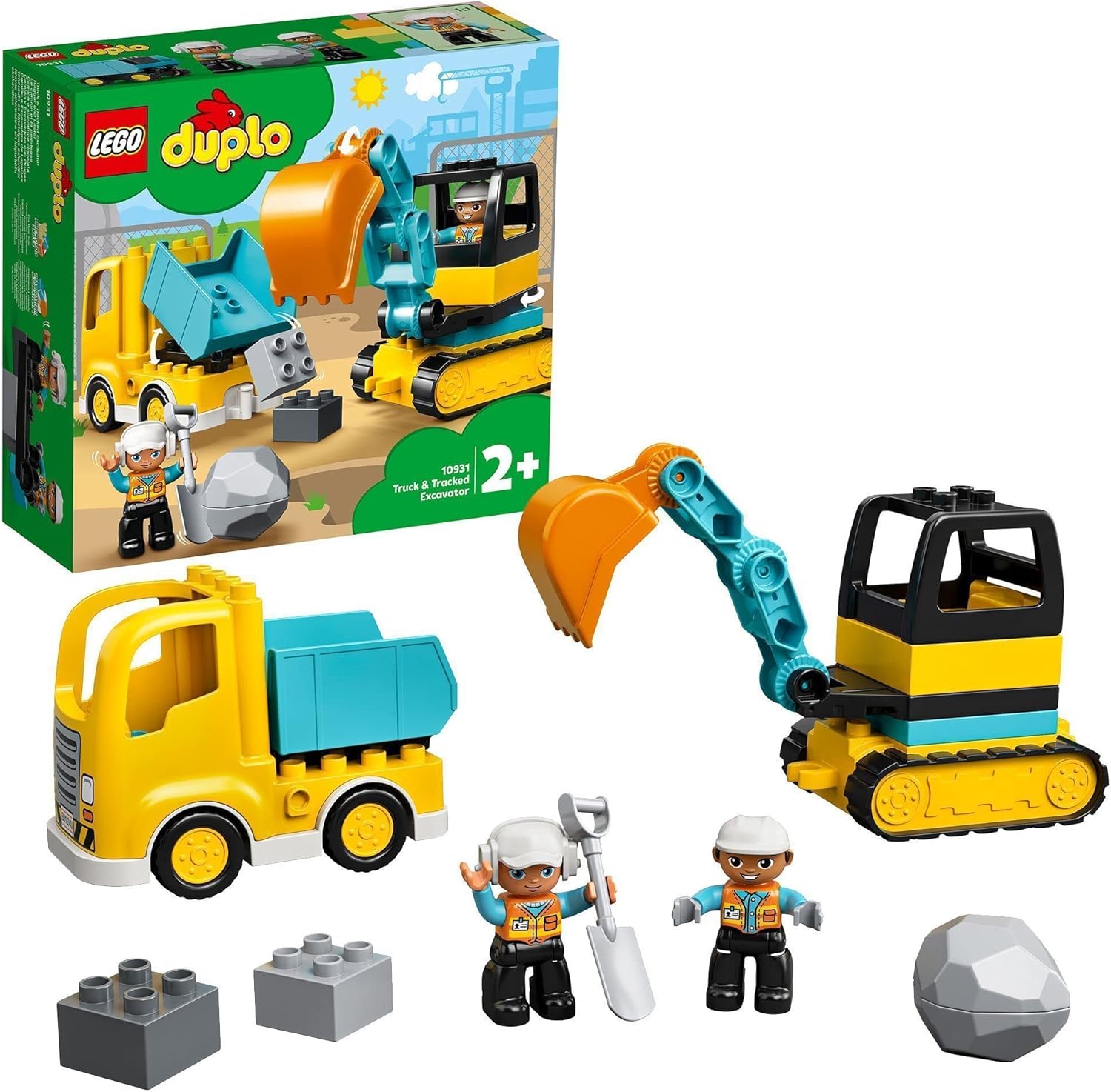 LEGO DUPLO Town Truck & Tracked Excavator Construction Playset for Toddlers 2+ 1