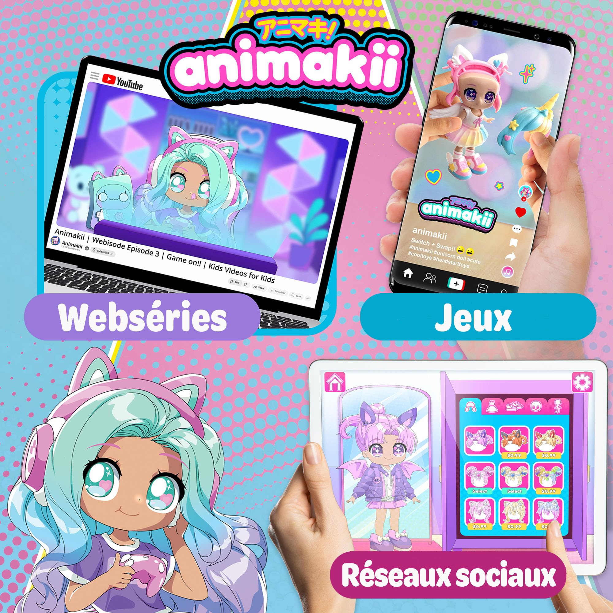 Animakii Fashion Dolls - Customisable Cyberpunk + Gamer Style for Girls 5+ 17