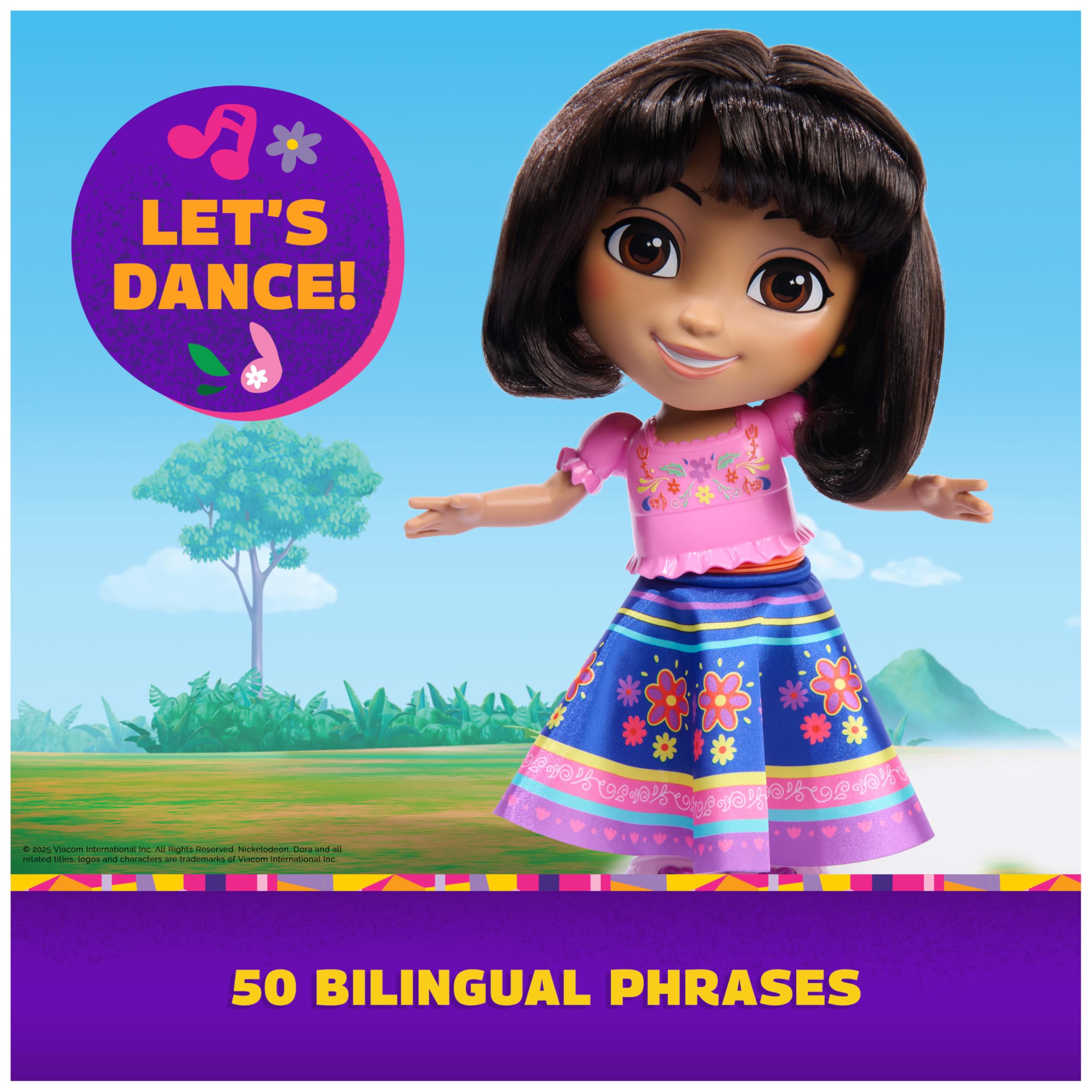 DORA Dance with Me Dora Interactive Dancing Doll | Bilingual | Includes 2 Skirts | Ages 3+ 3