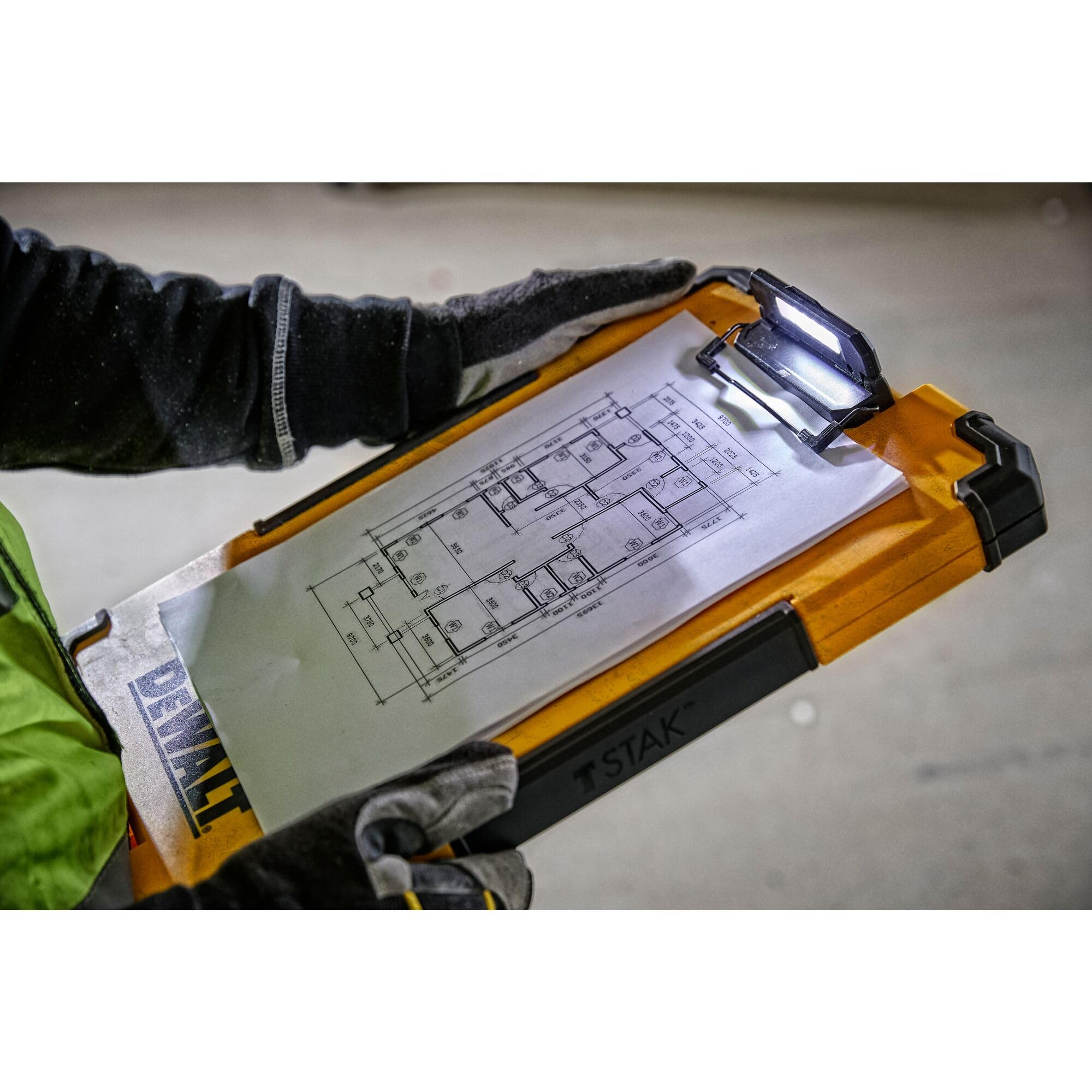 DEWALT TSTAK Clipboard with Dual Storage and LED Light | Plastic/Metal | Multi Color 7