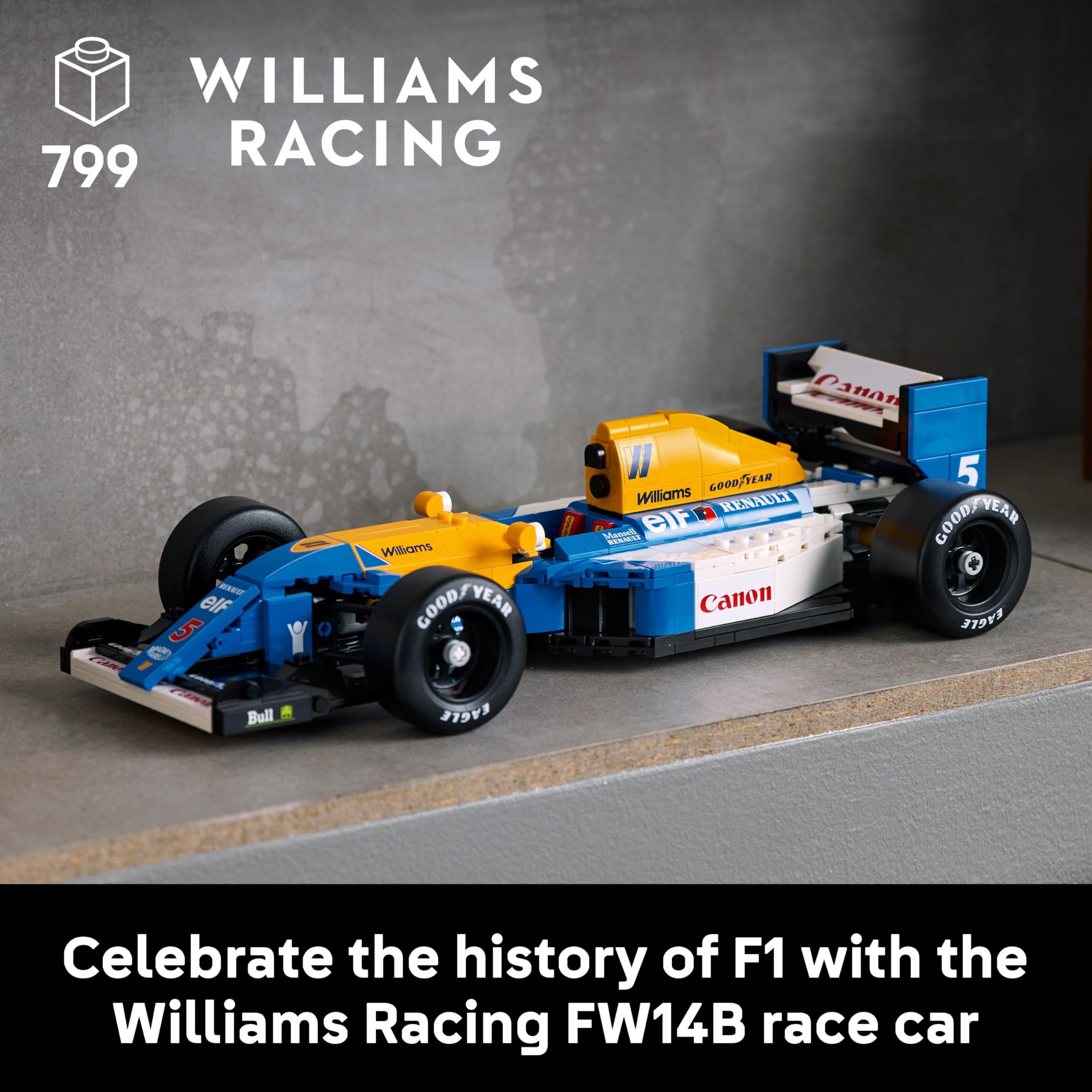 LEGO Icons Williams Racing FW14B & Nigel Mansell F1 Car Model Set - 799-Piece Building Kit for Adults 2