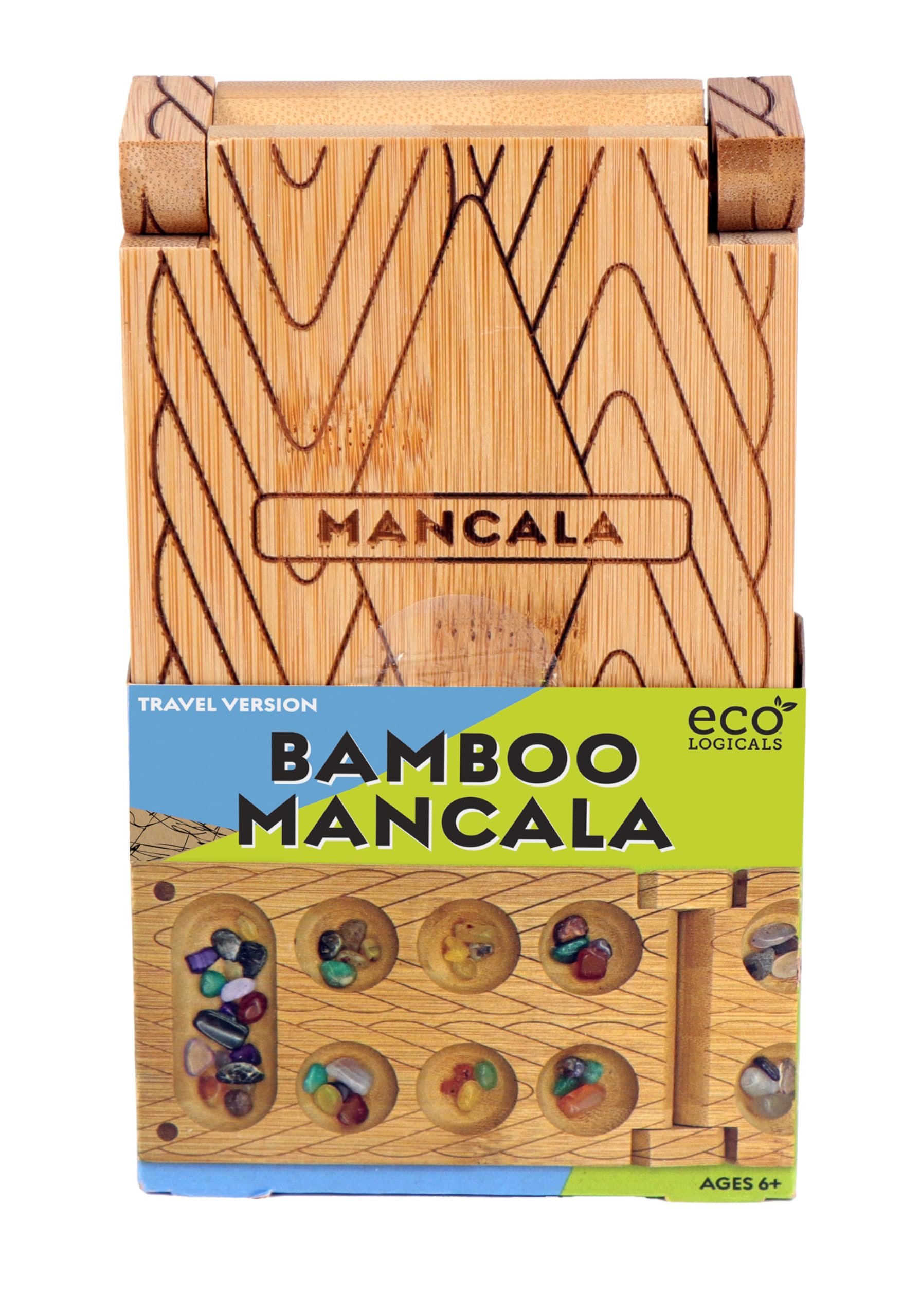 Project Genius Bamboo Travel Mancala - 2 Player Strategy Game | Portable Wood Board | Ages 8+