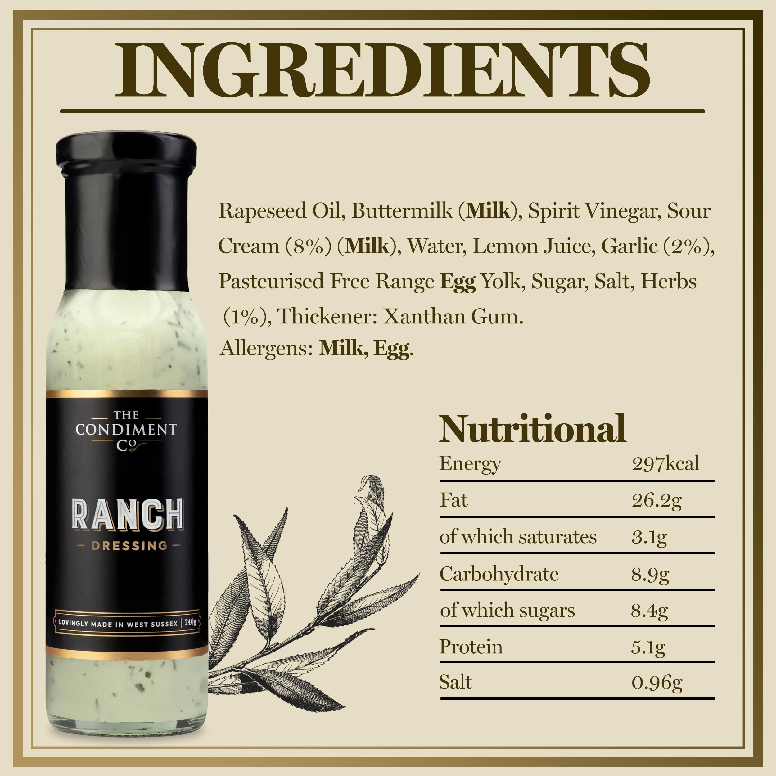 The Condiment Company Ranch Dressing - Creamy, Versatile Sauce | 240g Bottle 6