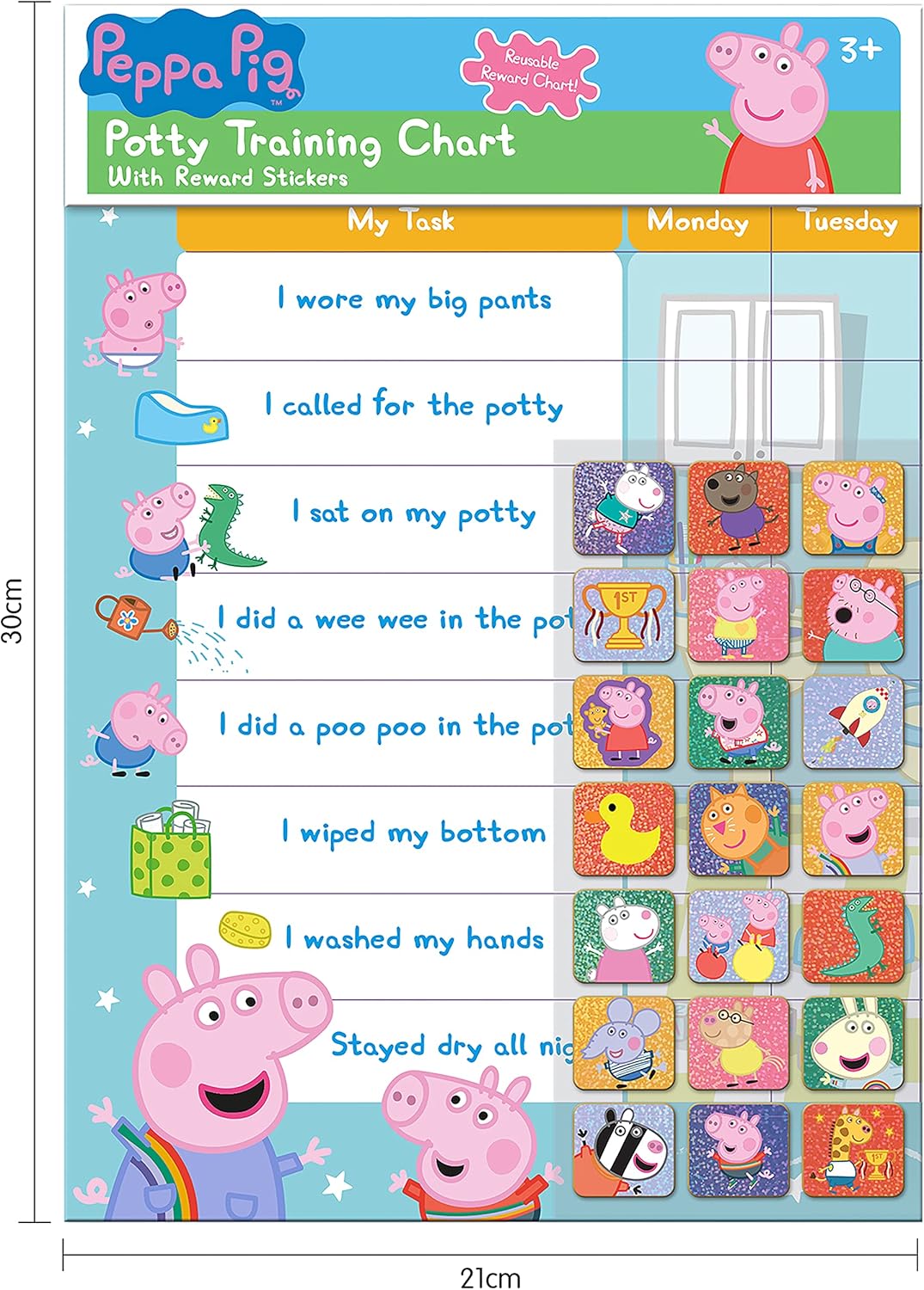 Peppa Pig Potty Training Reward Chart with Reusable Foil Stickers 2