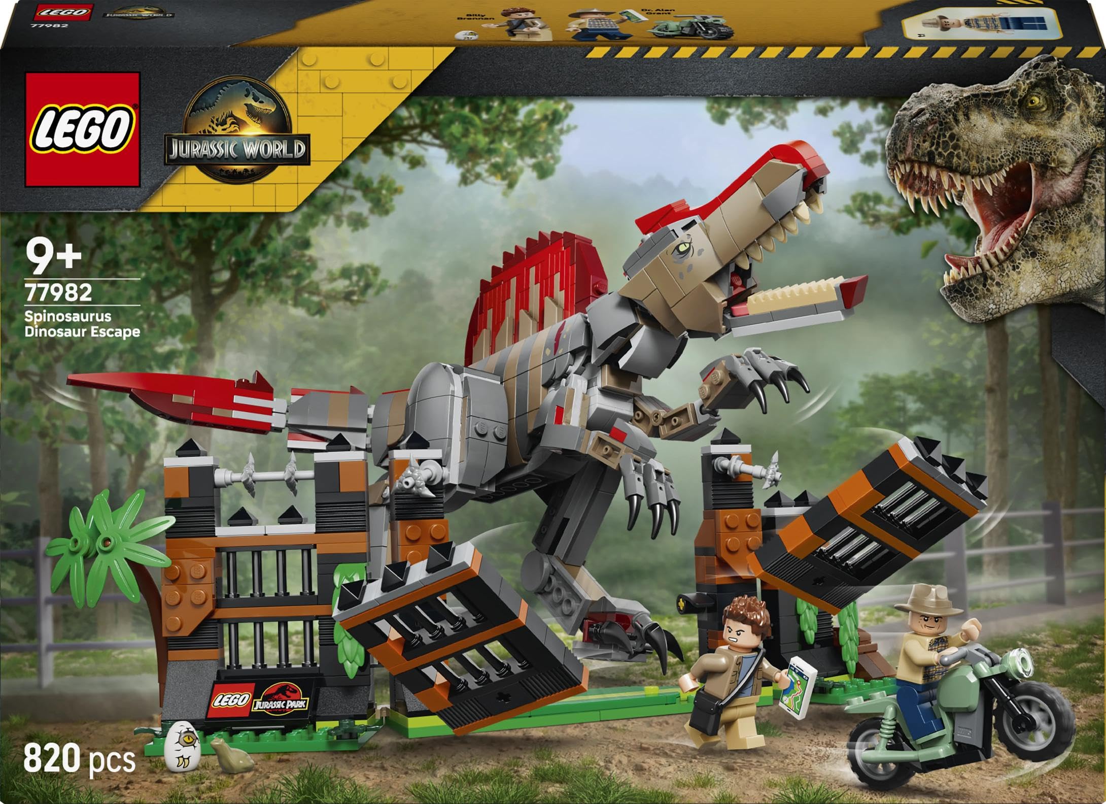 LEGO Jurassic World Spinosaurus Dinosaur Escape Building Set (Ages 9+) - Interactive Dinosaur Toy with Breakable Gate 8