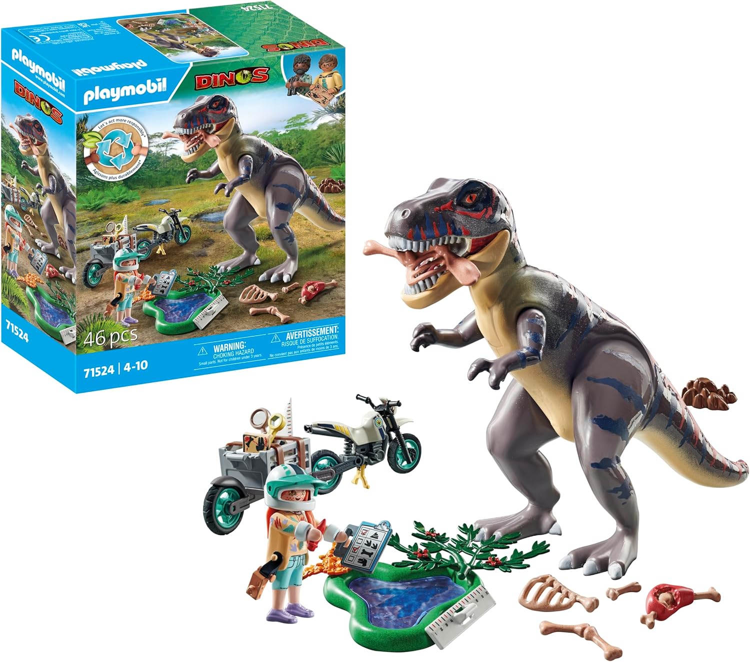 Playmobil 71524 Dinos: T-Rex Trace Path - Exciting Dinosaur Expedition Playset for Kids 4+ 1