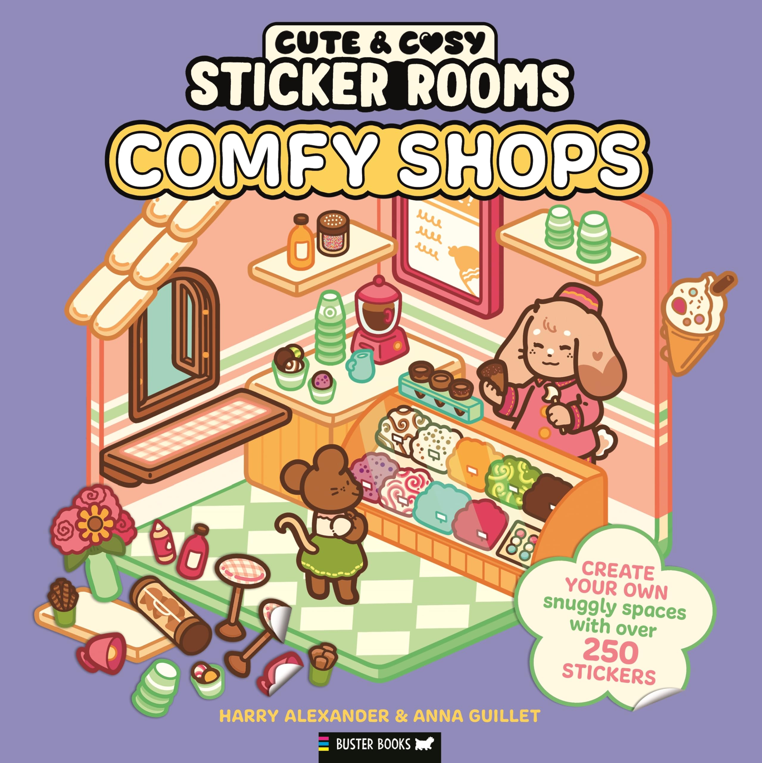 Buster Books Sticker Rooms: Comfy Shops Activity Book - Ages 5+ 1