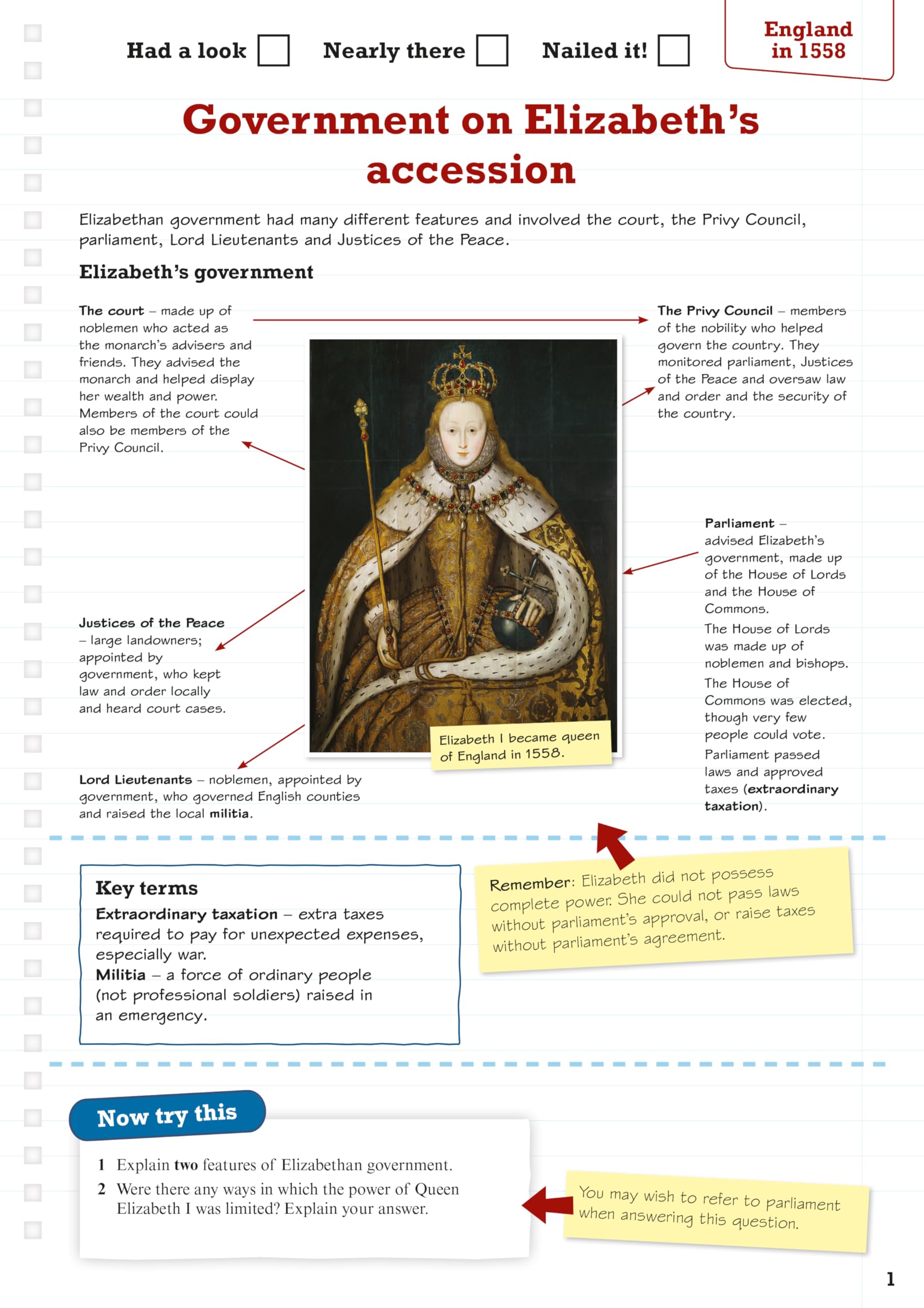 PEARSON EDUCATION REVISE Edexcel GCSE (9-1) History Early Elizabethan England Revision Guide and Workbook + App 3