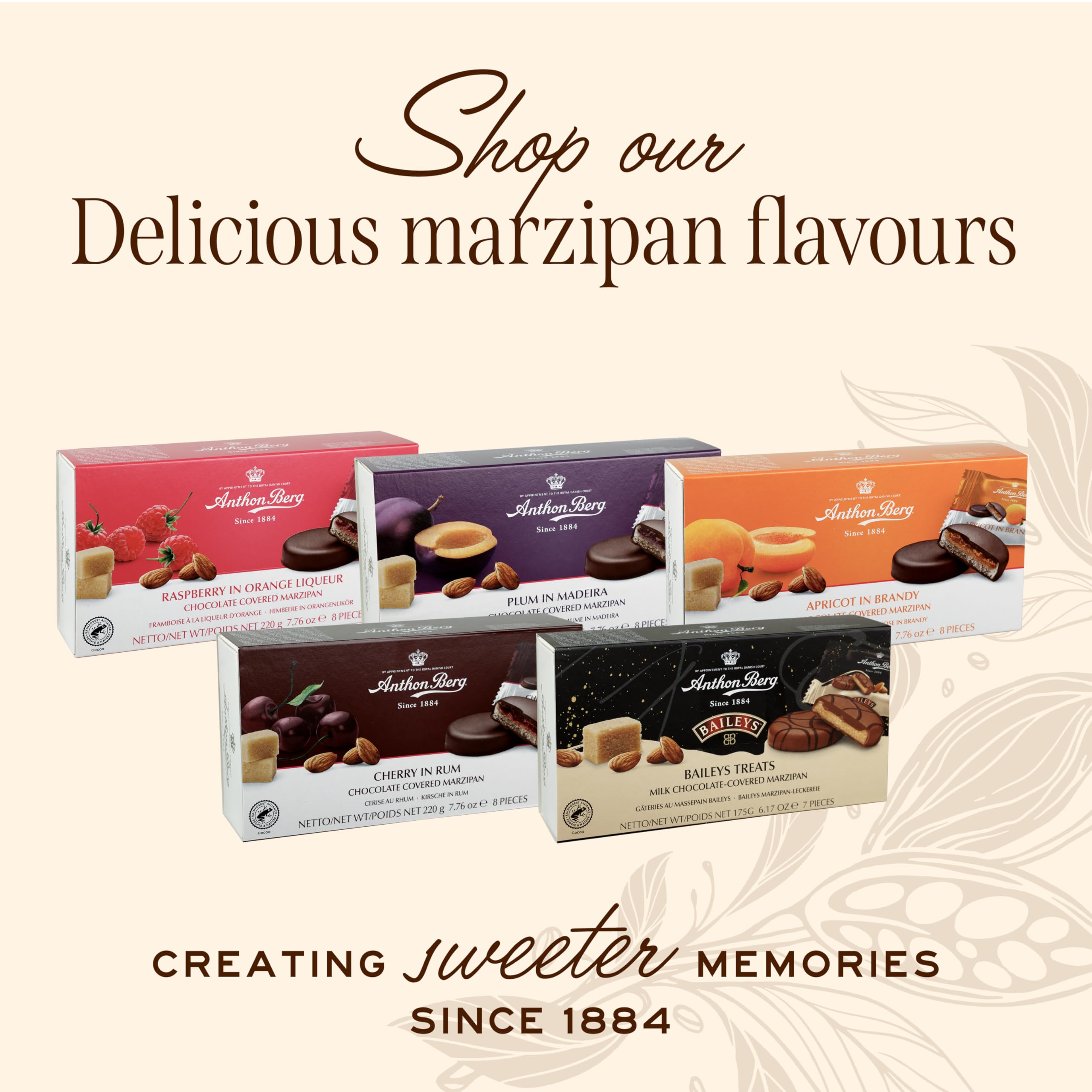 Anthon Berg Dark Chocolate Covered Marzipan Treats - Cherry in Rum 220g 6