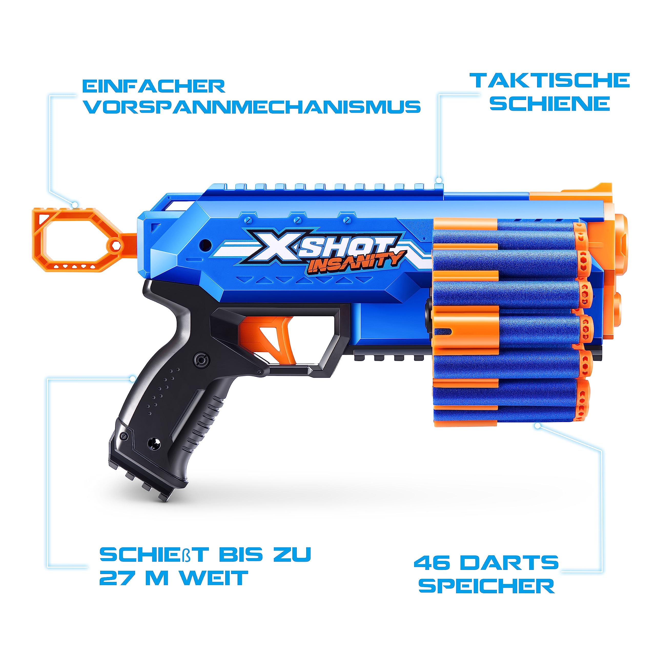 XSHOT Insanity Manic Blaster - 48 Dart Foam Blaster Set for Kids 8+ 10