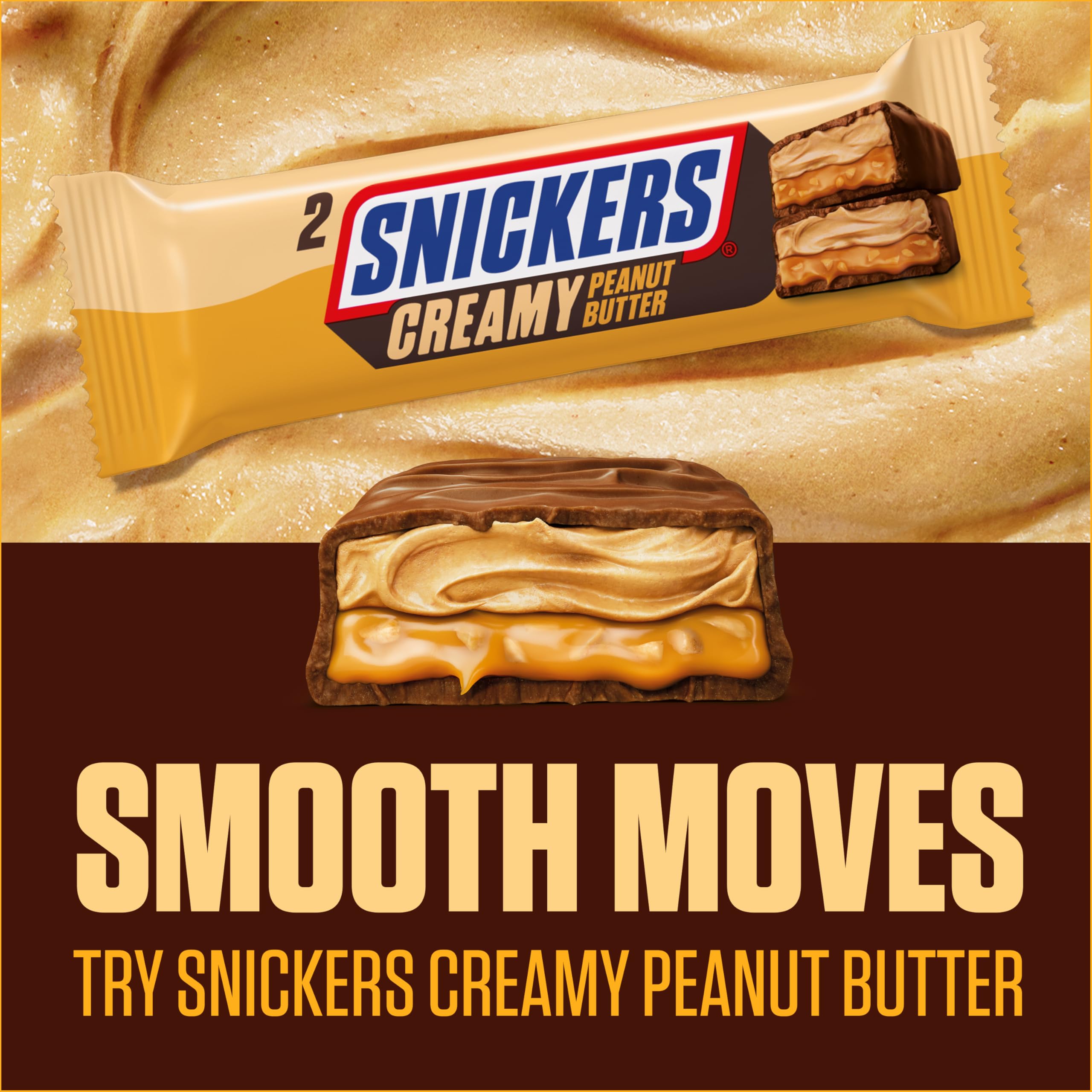 Snickers Creamy Peanut Butter Chocolate Trio Bar - Creamy Peanut Butter Filling | 54.75 g (Pack of 1) 8