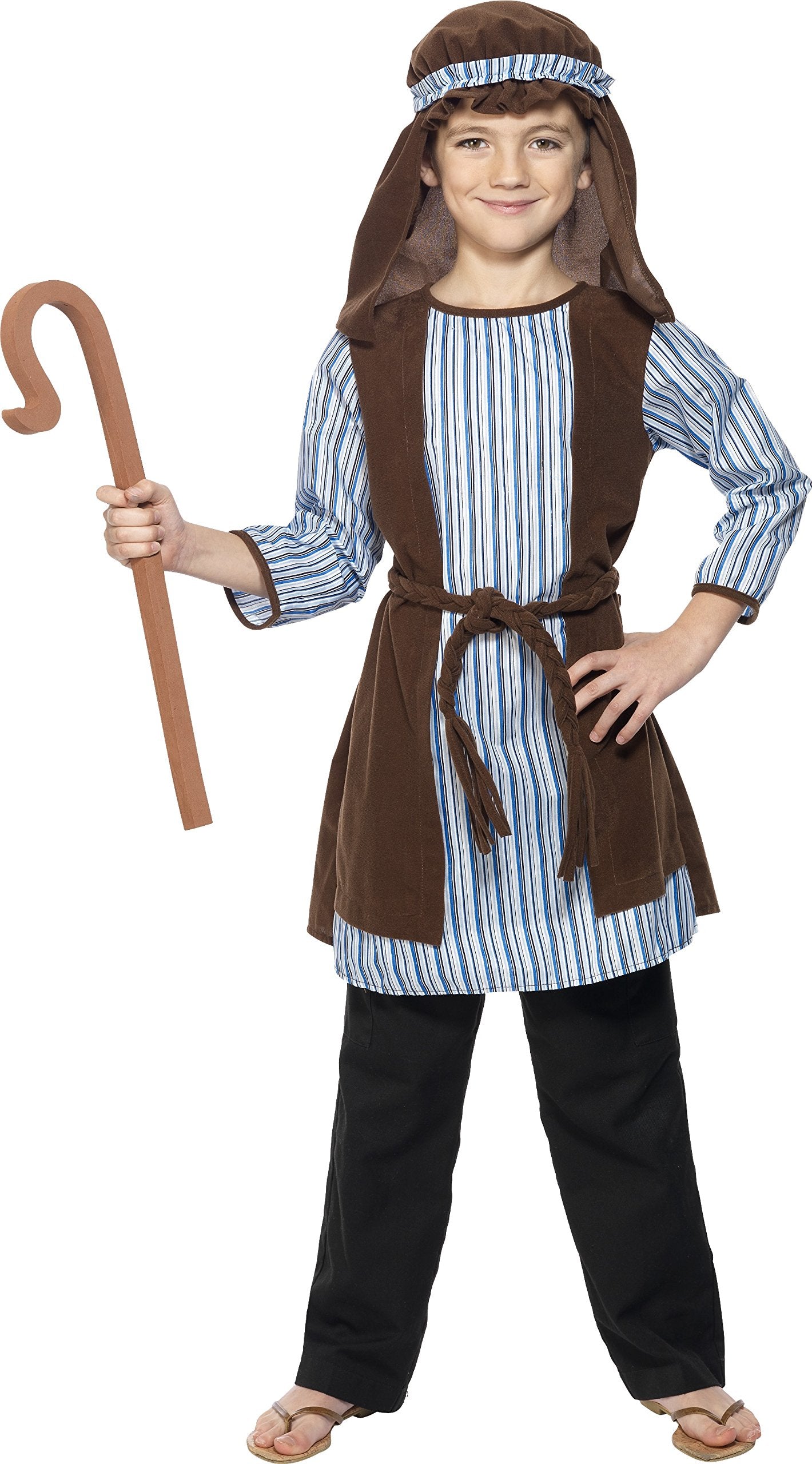 Smiffys Kids Deluxe Shepherd Costume - Brown, Age 7-9 Years