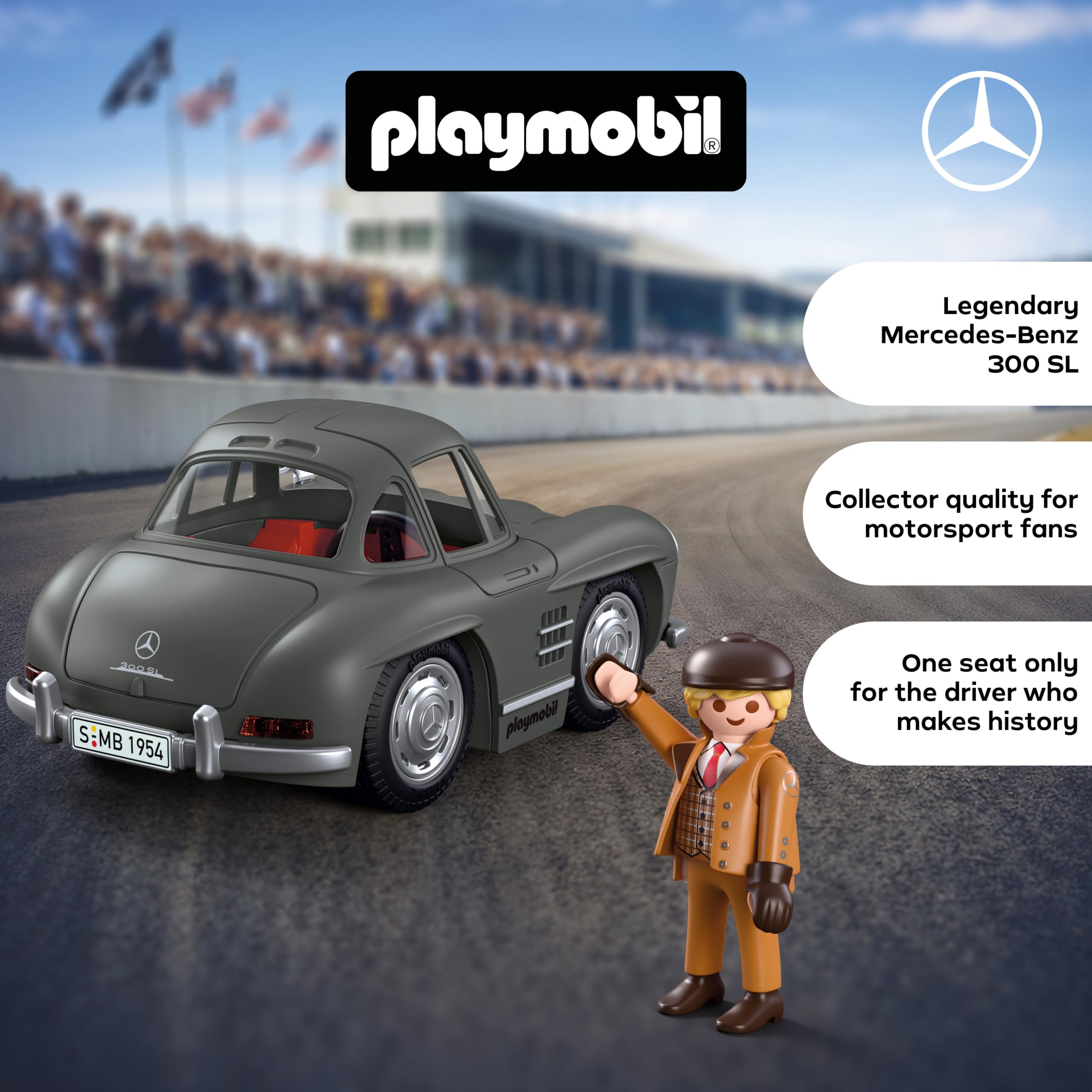 Playmobil Mercedes-Benz 300 SL Icon Cars - Collector's Edition Sports Car with Figure | Ages 4+ 4