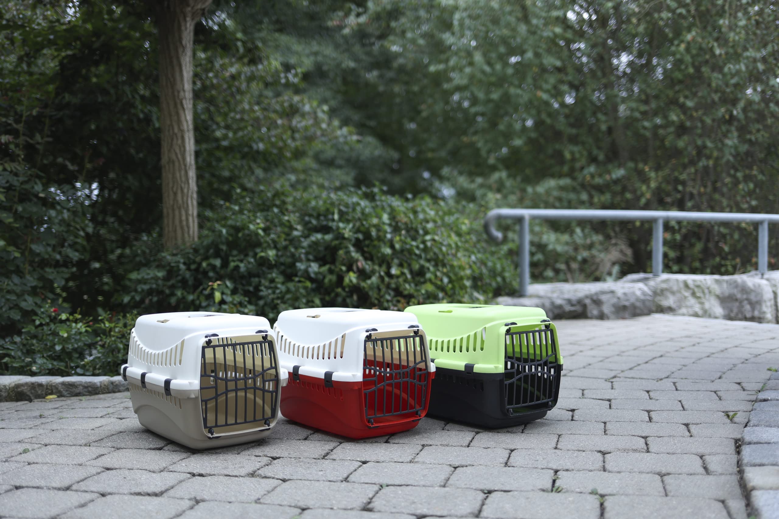 Kerbl Pet Transport Box Expedion with Plastic Door | 45x30x30 cm | Green/Dark Grey 7