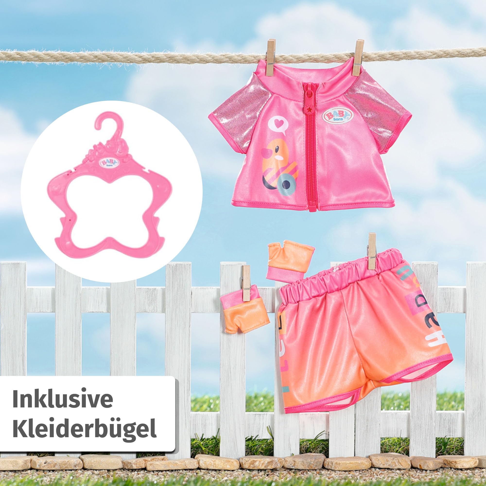 BABY born Bike Outfit 835876 - Sporty Bike Outfit with Gloves and Sunglasses for Dolls 12