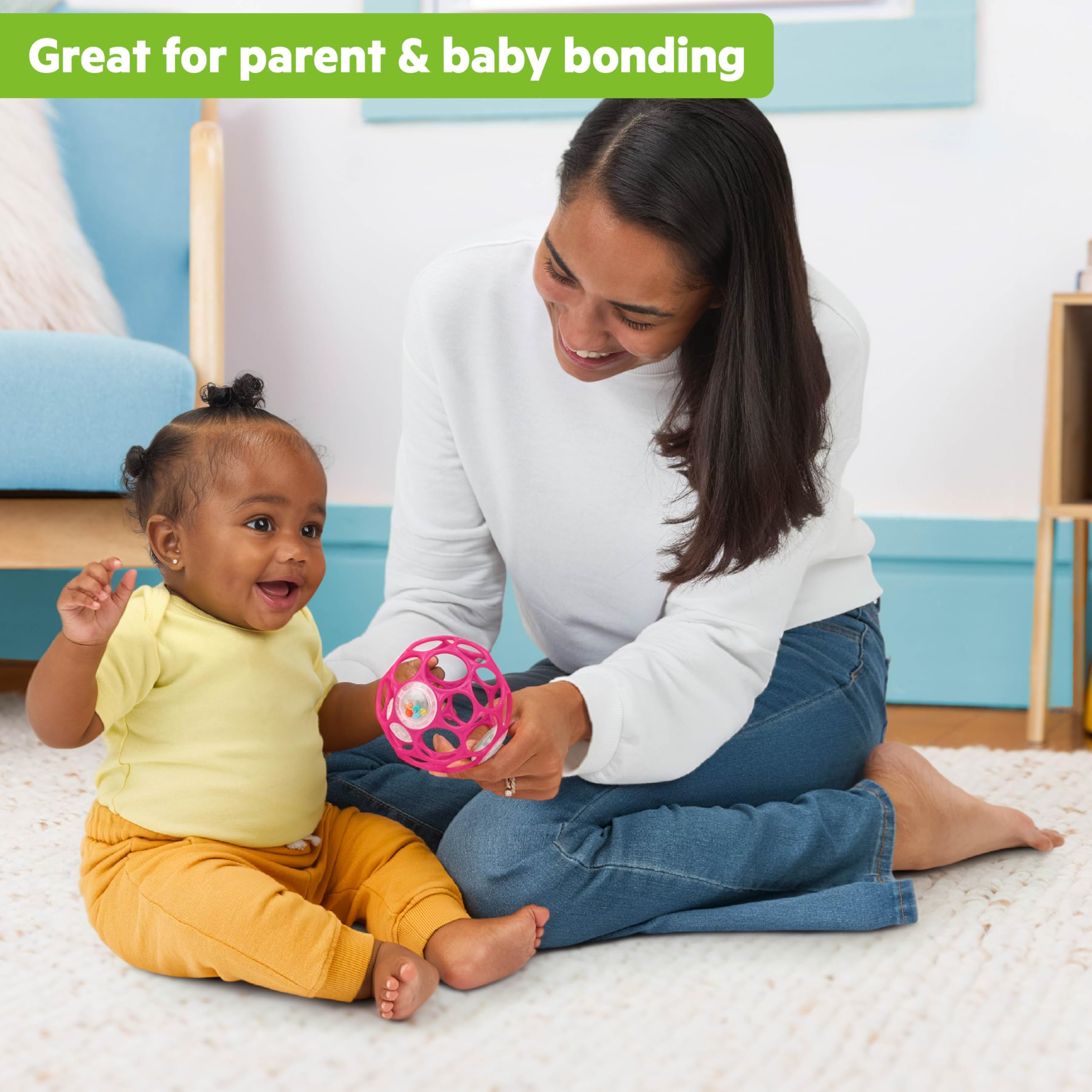 Bright Starts Oball Rattle Easy-Grasp Toy - Pink, Newborn+ 5
