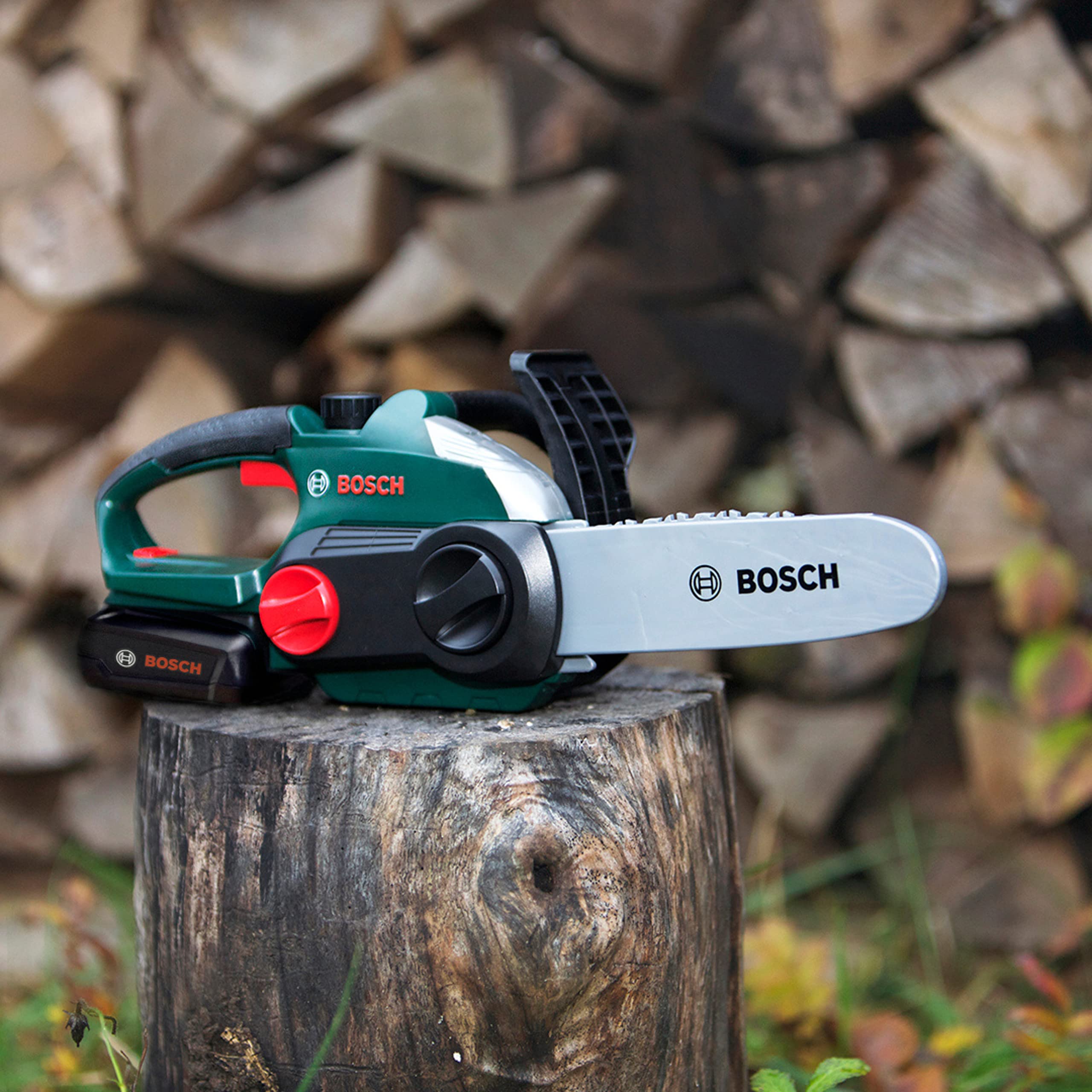 Theo Klein 8399 Bosch Toy Chainsaw - Battery-Powered with Light & Sound Effects for Kids 3+ 8