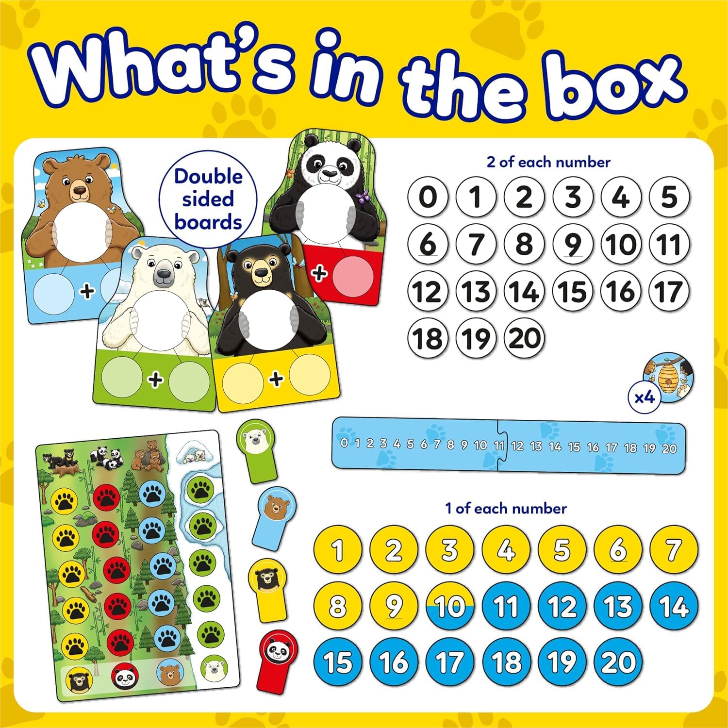Orchard Toys Number Bears Maths Game - Addition, Subtraction & Number Bonds to 20 | Ages 5+ | 1-4 Players
