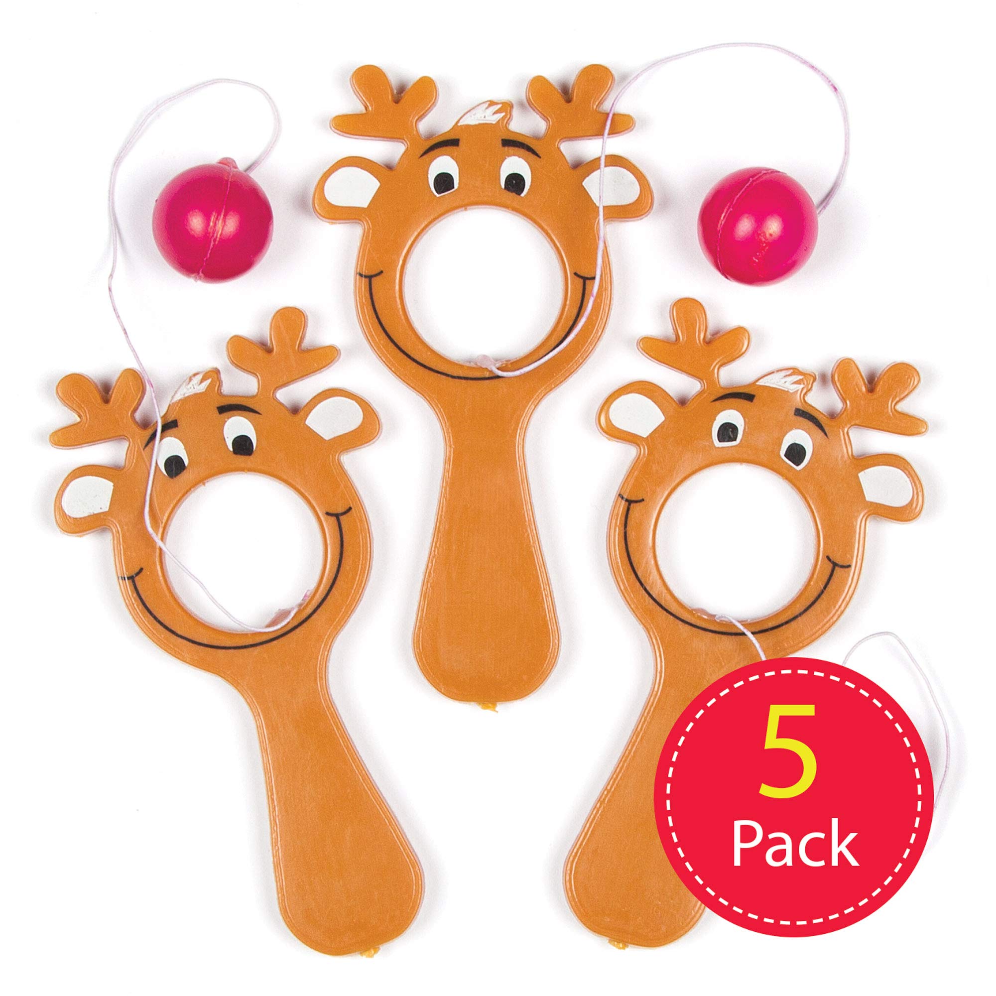 Baker Ross Mini Reindeer Bat & Ball Game - Christmas Party Favour for Kids (Pack of 5) 8