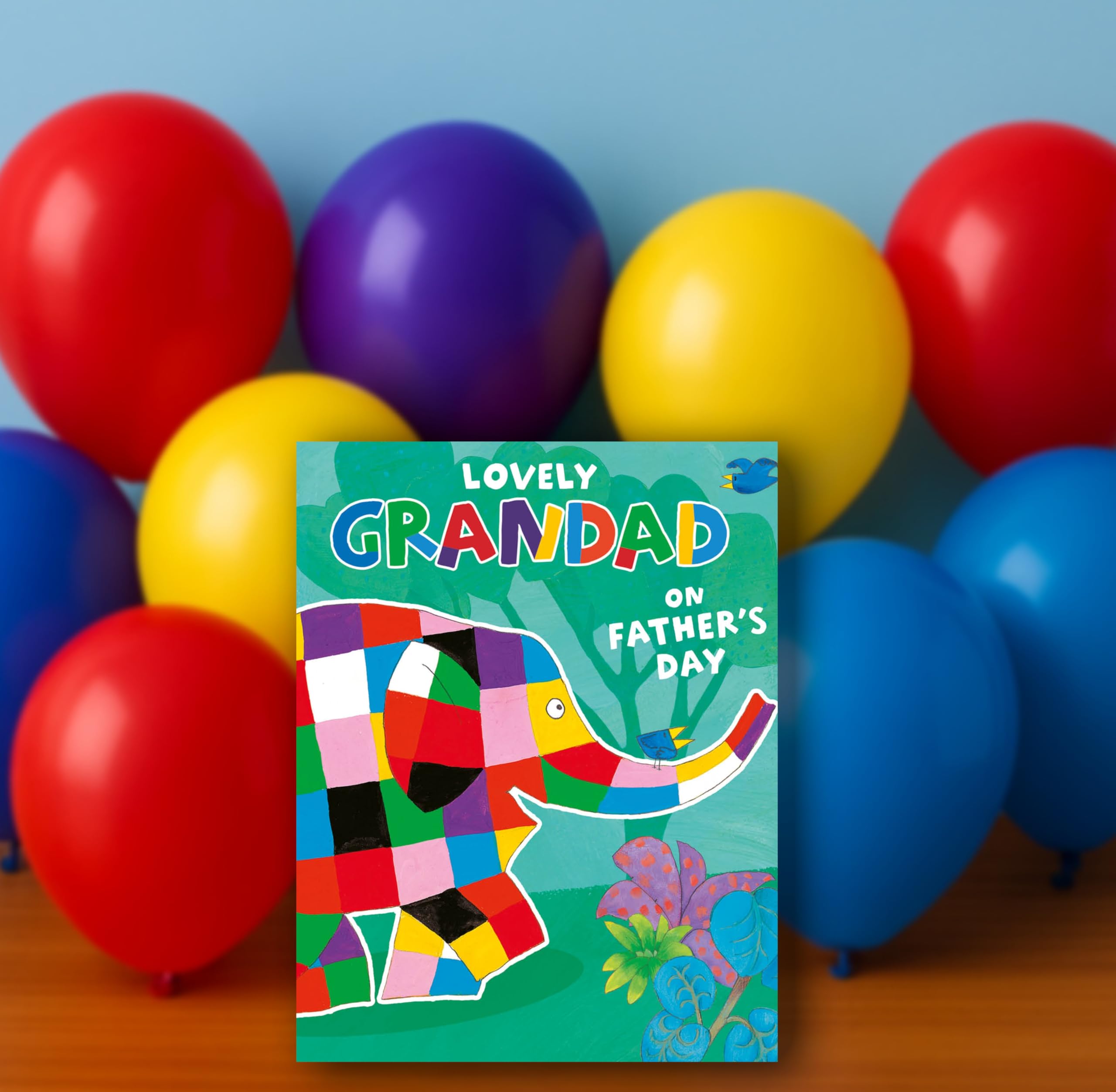 Elmer the Patchwork Elephant Father's Day Greeting Card for Grandad | Standard Size 3