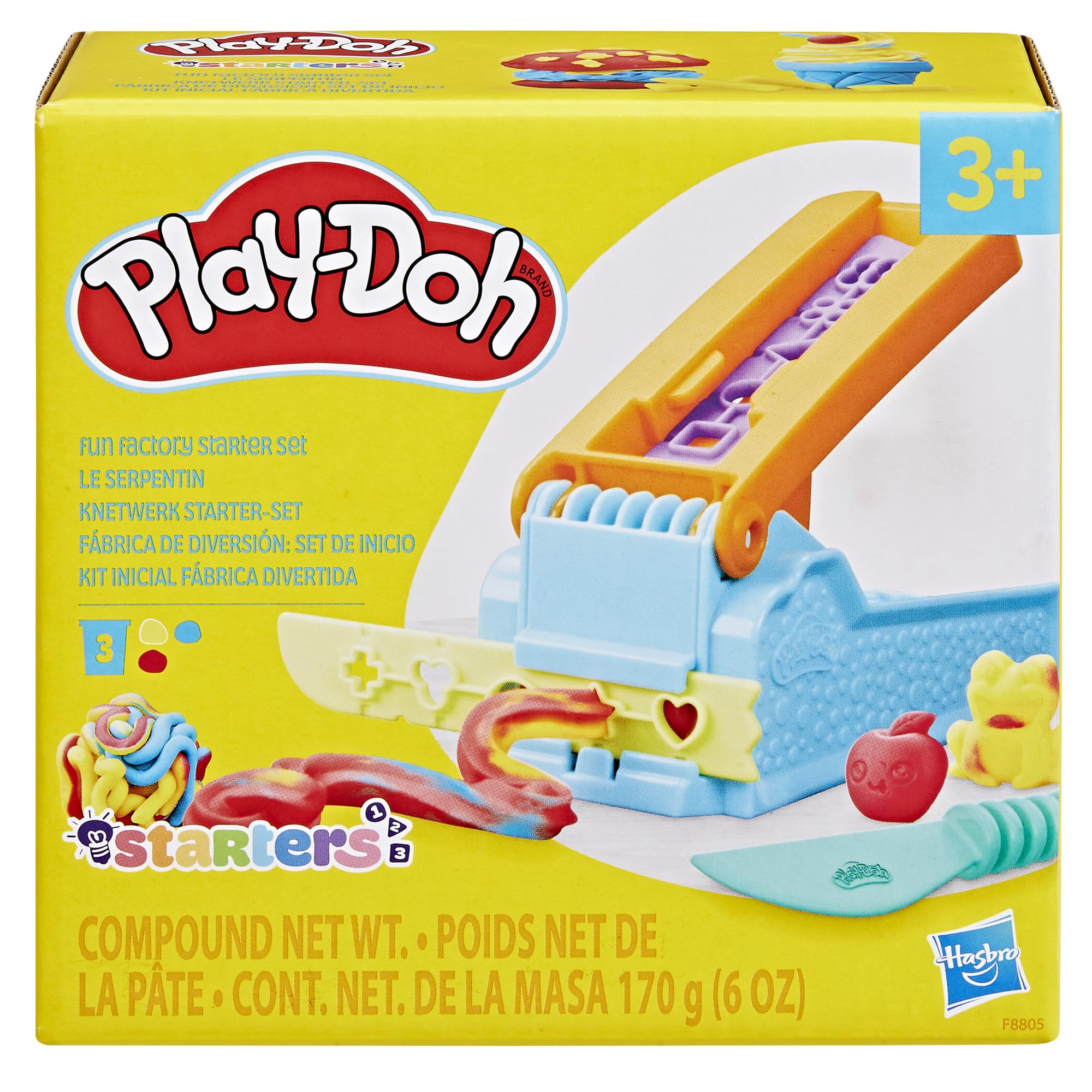 Play-Doh Fun Factory Starter Set for Kids Ages 3+ | Squeezes 10 Shapes | Includes 3 Colors