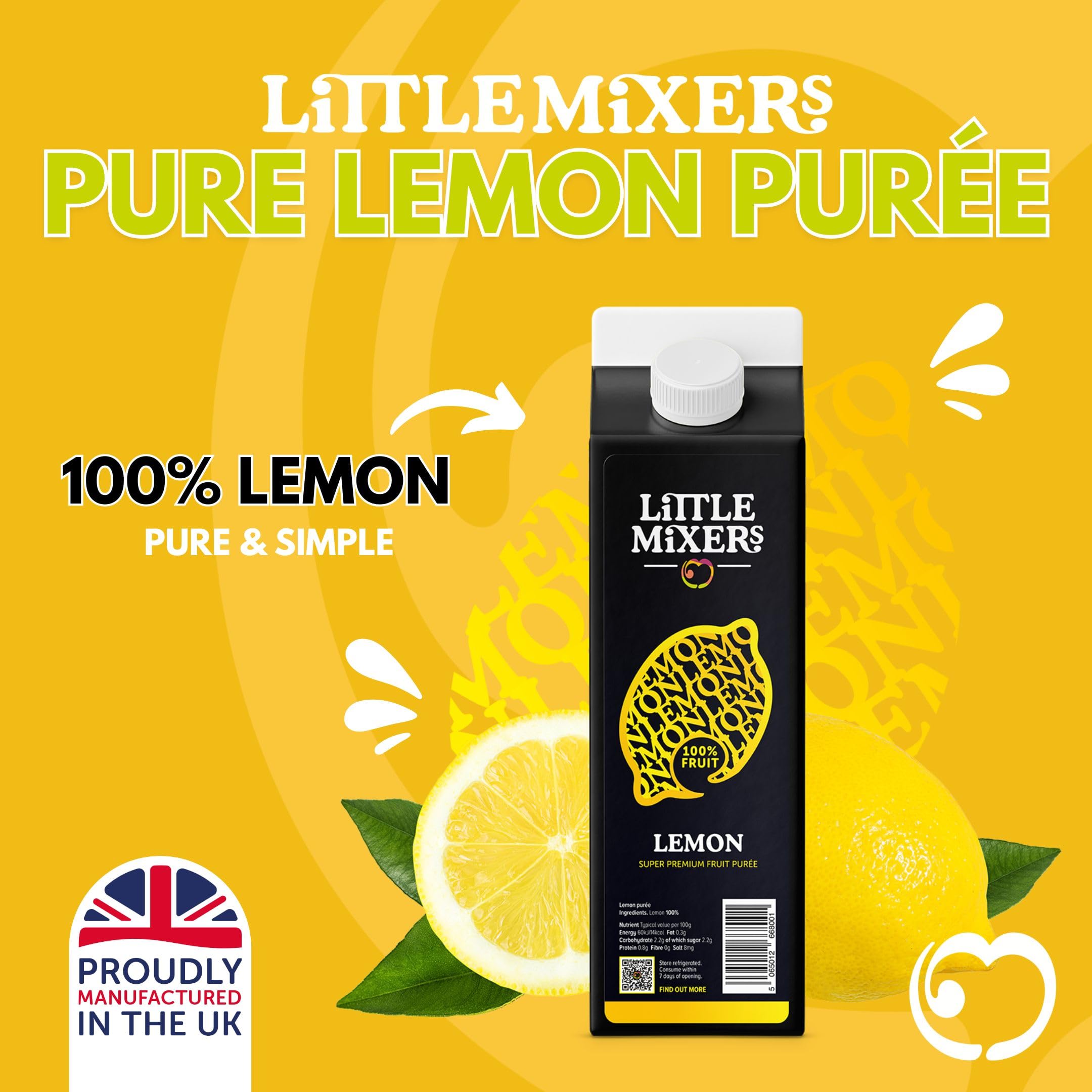 LITTLE MIXERS Quality 100% Pure Lemon Juice for Cocktails & Desserts | 1 Litre Carton