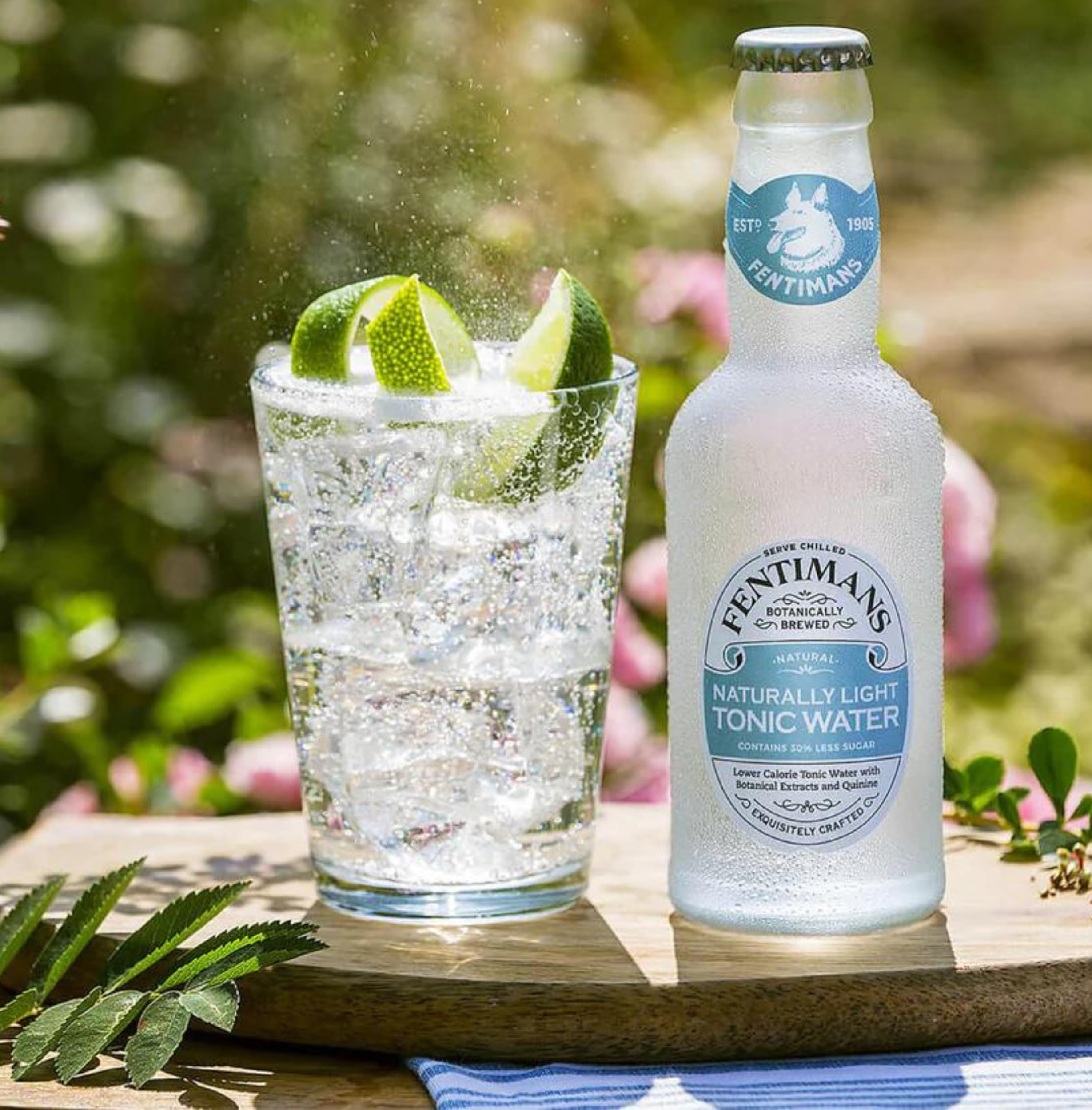 Fentimans Naturally Light Tonic Water - Botanically Brewed with Lemongrass & Citrus - 4 x 200ml
