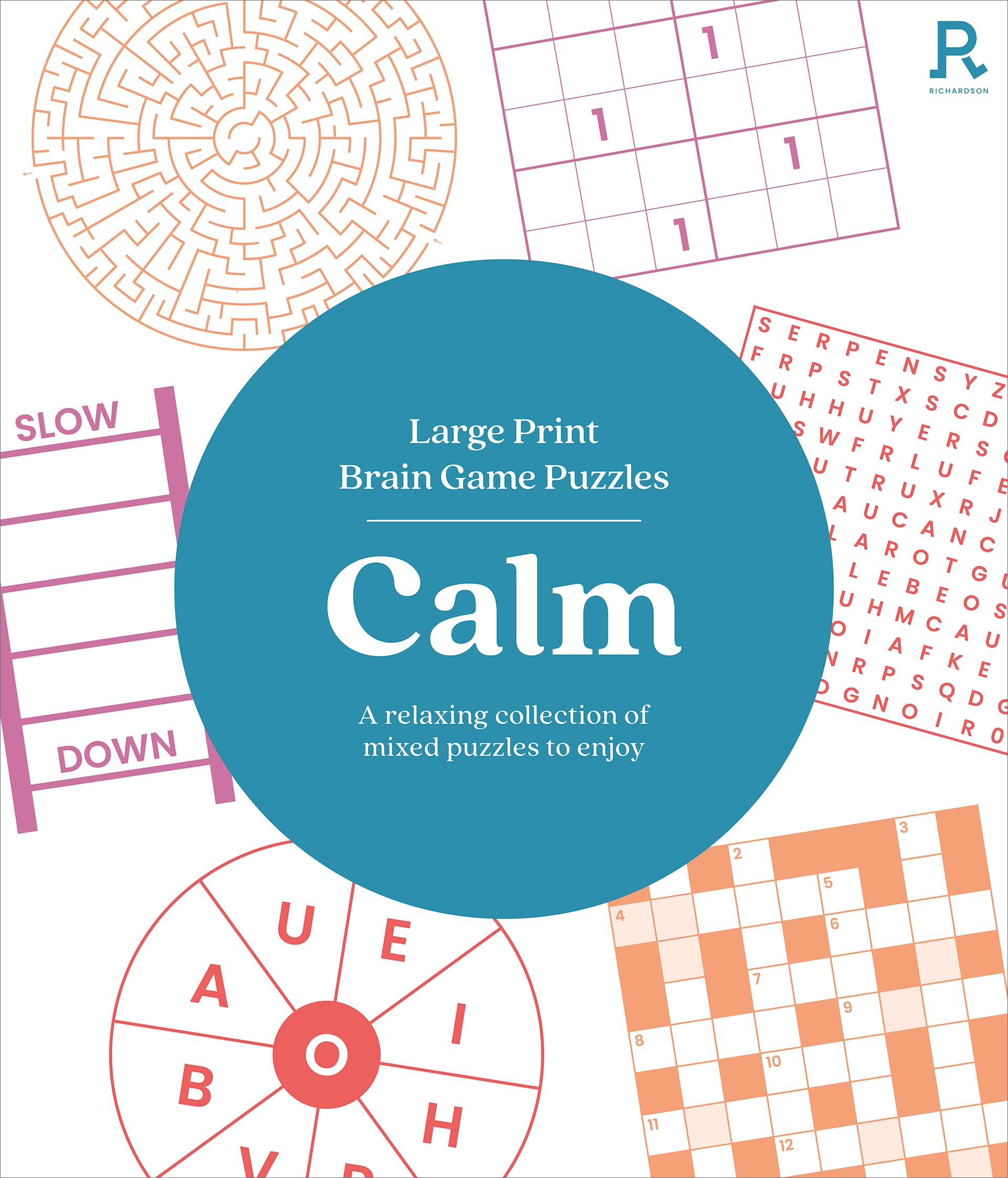 RICHARDSON Large Print Brain Game Puzzles - Over 90 Relaxing Mixed Puzzles 1