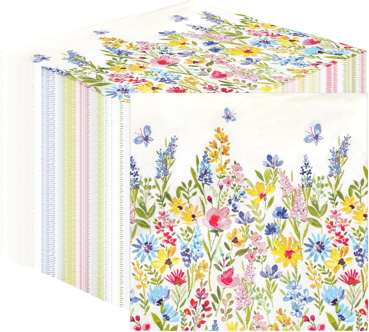 Talking Tables Table Kind - 100 Soft Recycled Paper Floral Napkins | 2ply 33cm | Compostable