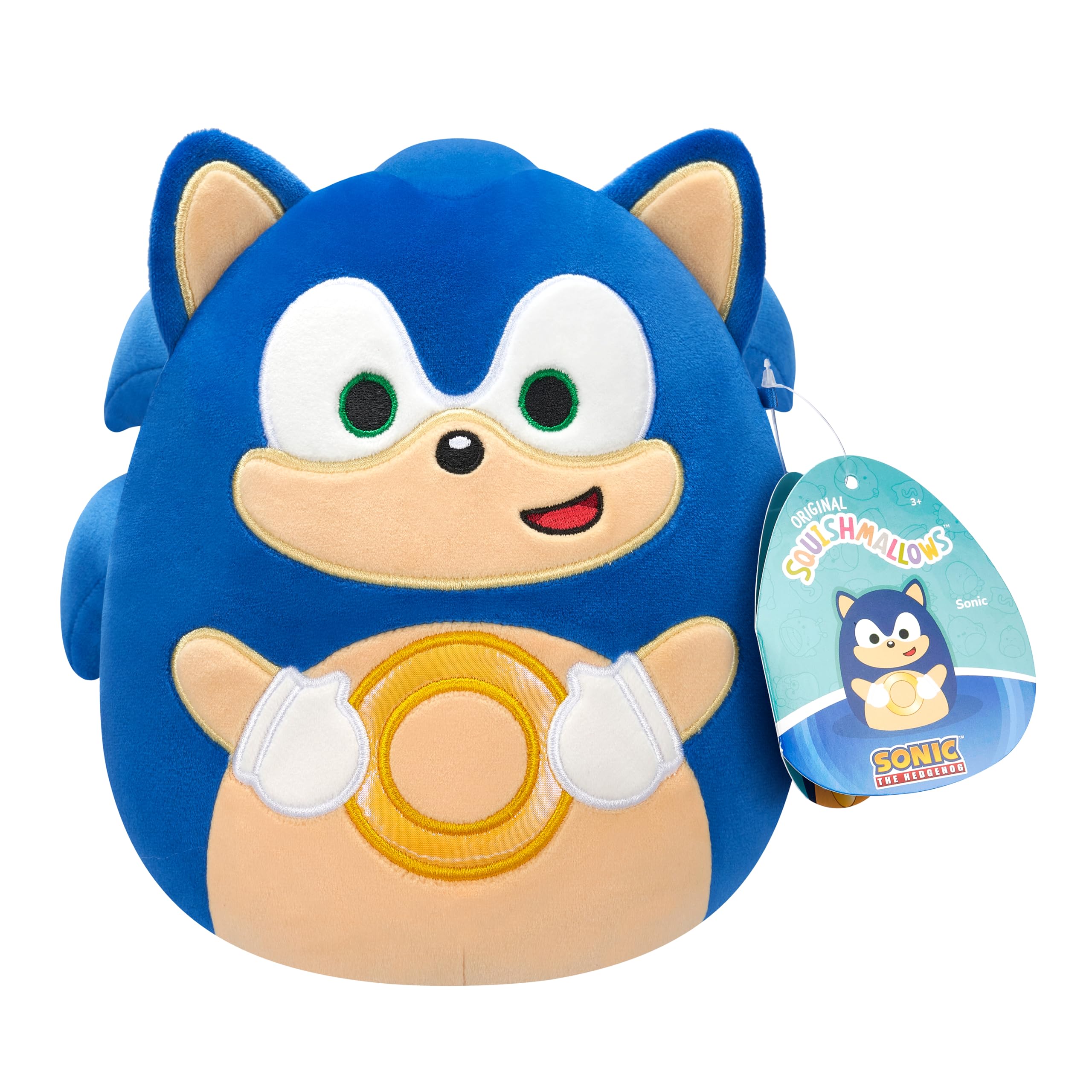Squishmallows 8-inch Sonic the Hedgehog Plush - Holding Gold Rings, Official SEGA Licensed 8