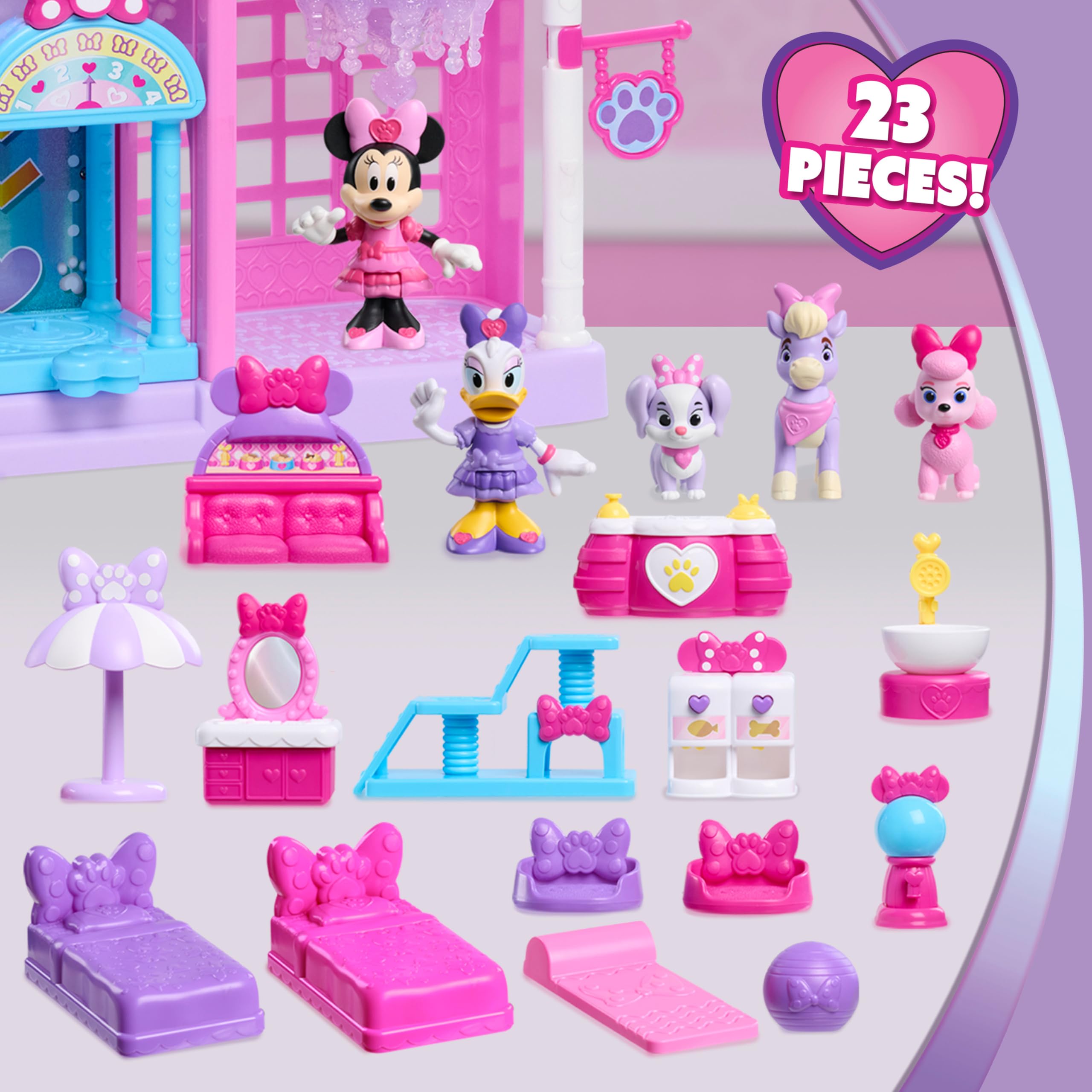 Just Play Disney Jr. Minnie Mouse Pet Hotel Playset - 20.8 Inch, 23 Pieces, Ages 3-8 7