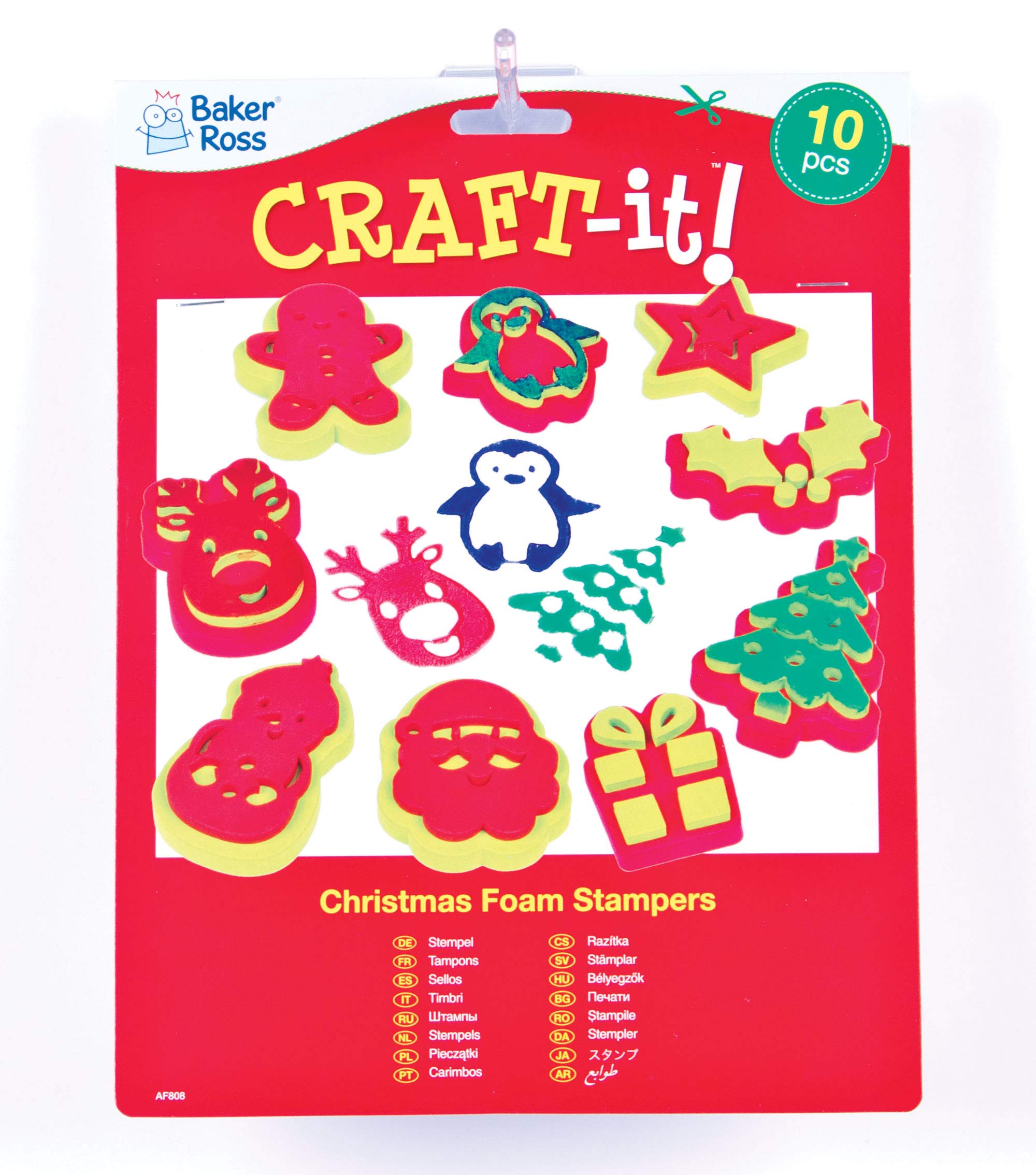 Baker Ross AF808 Christmas Foam Stampers - Pack of 10 Assorted Kids Arts & Crafts Stamping Set 2
