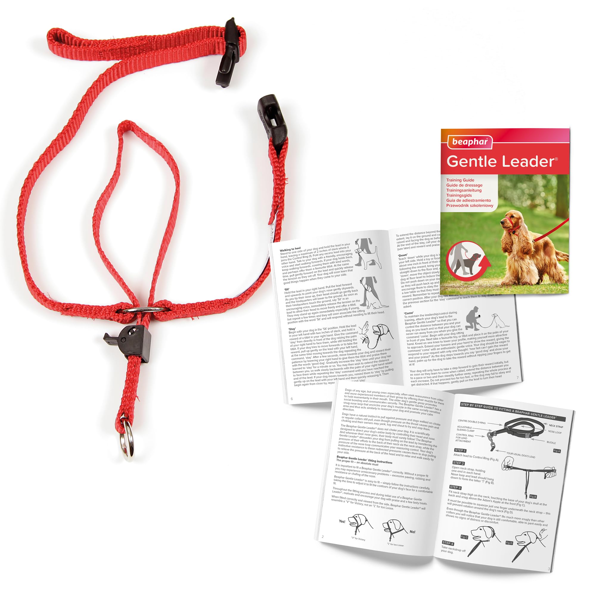 Beaphar Gentle Leader Headcollar - Stops Pulling | Large Dogs | Red
