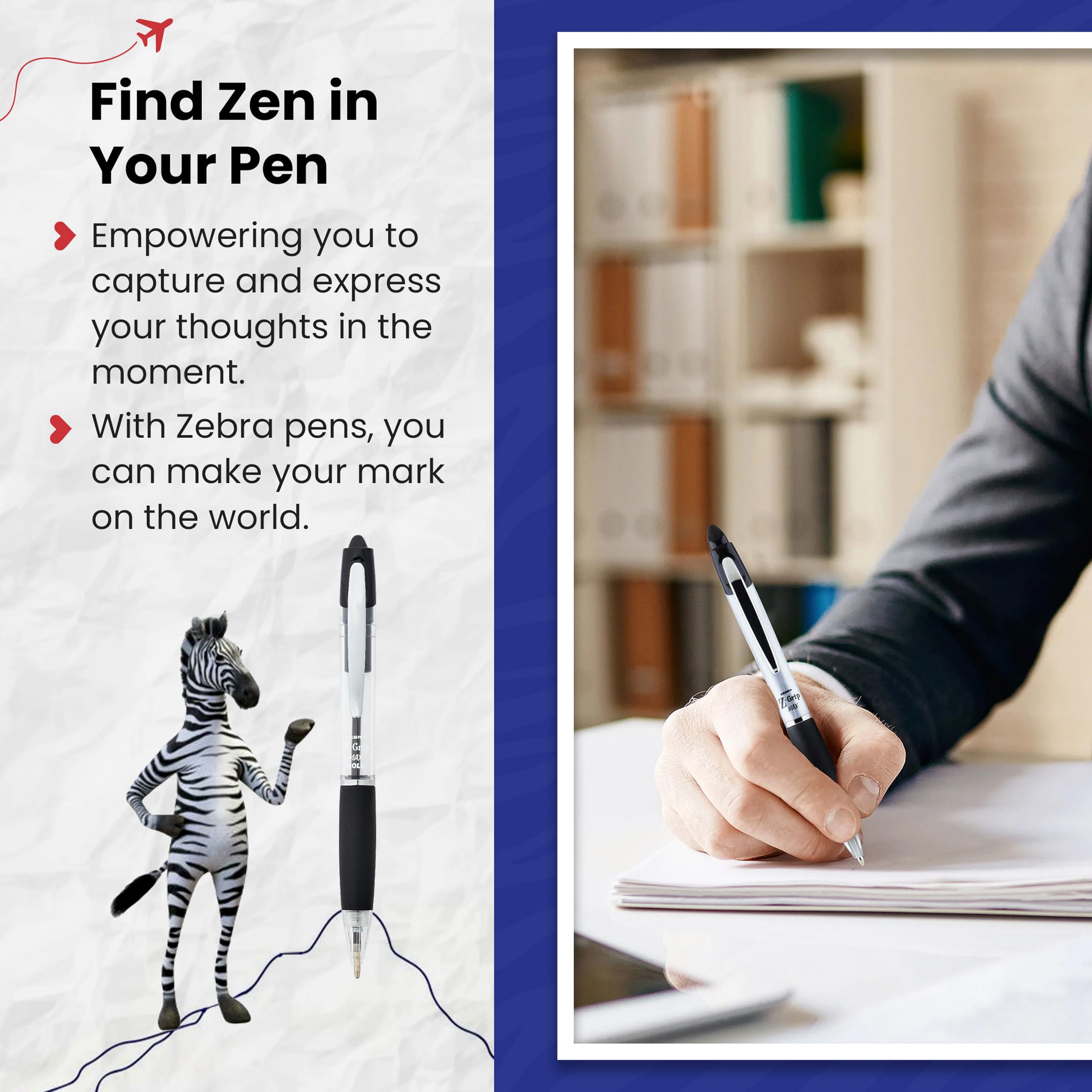 Zebra Pen Z-Grip MAX Black Ballpoint Pens - 1.2mm Medium Point, Retractable, 3 Pack 6