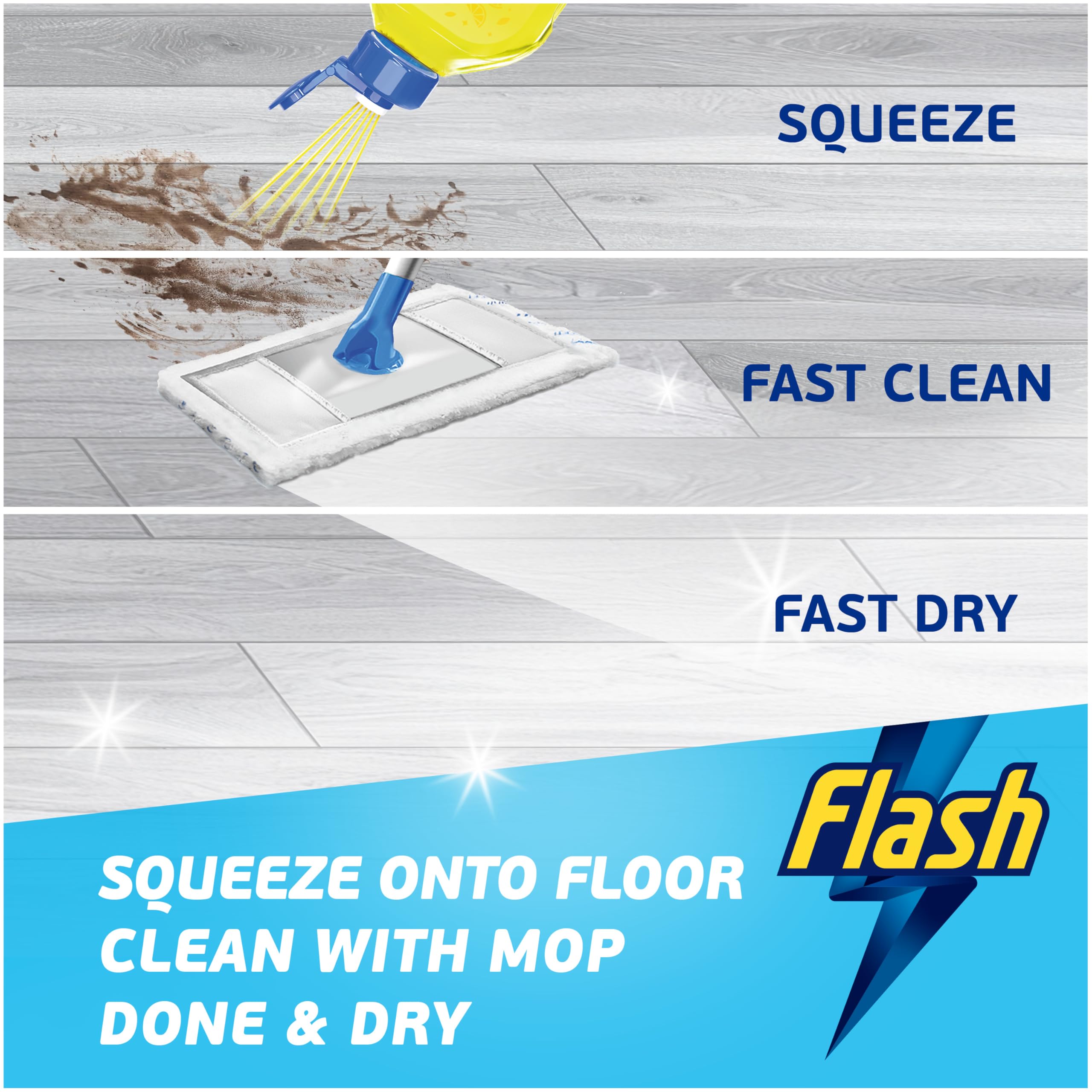 FLASH Direct To Floor Cleaner - Fast Dry & Dirt Removal | Fresh Lemon Zest | 800ML 4