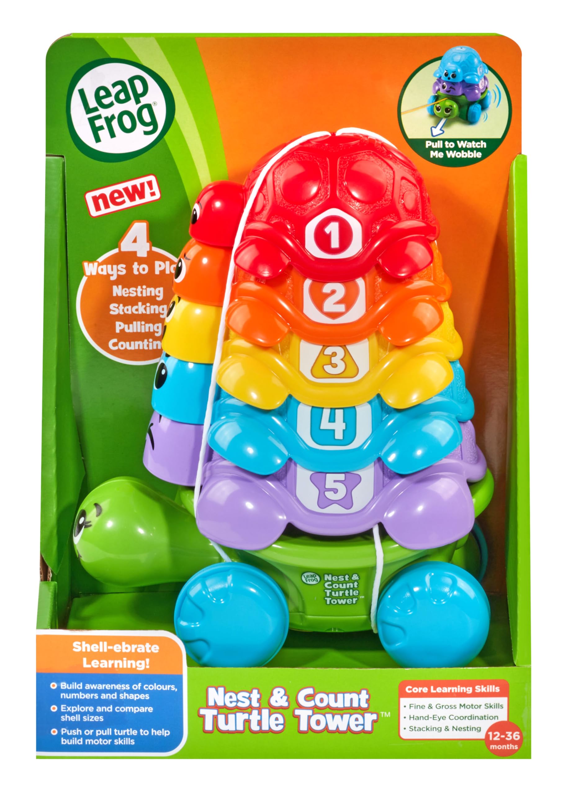 LeapFrog Nest & Count Turtle Tower - Stacking & Pull-Along Educational Toy for Toddlers 12M+ 6