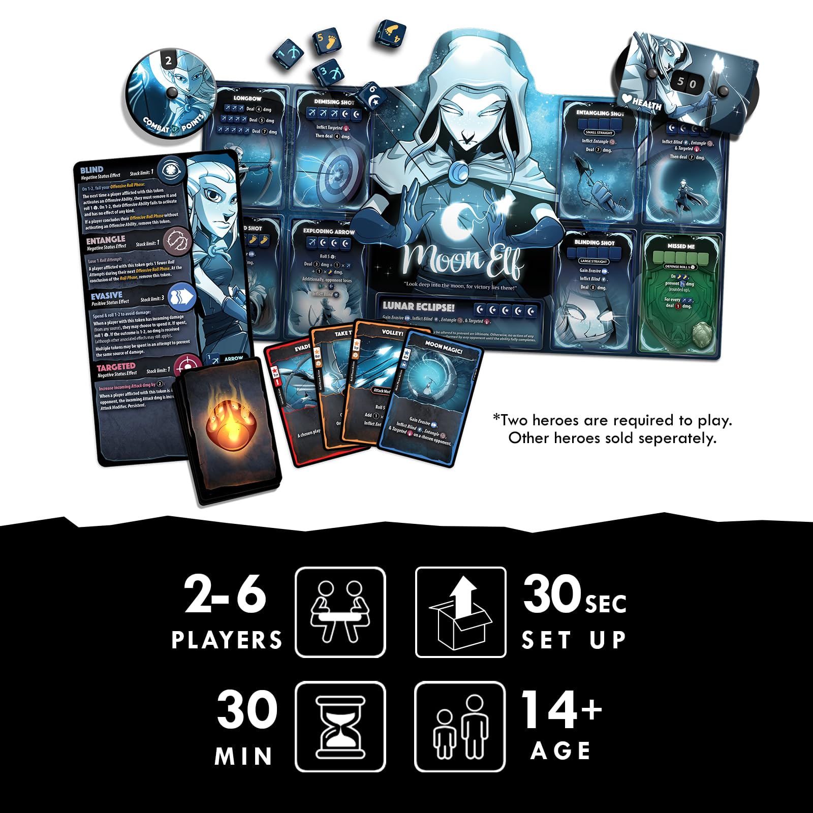 Dice Throne Moon Elf Hero Pack - Agile Moon Elf Playstyle | 2-4 Players | Ages 8+