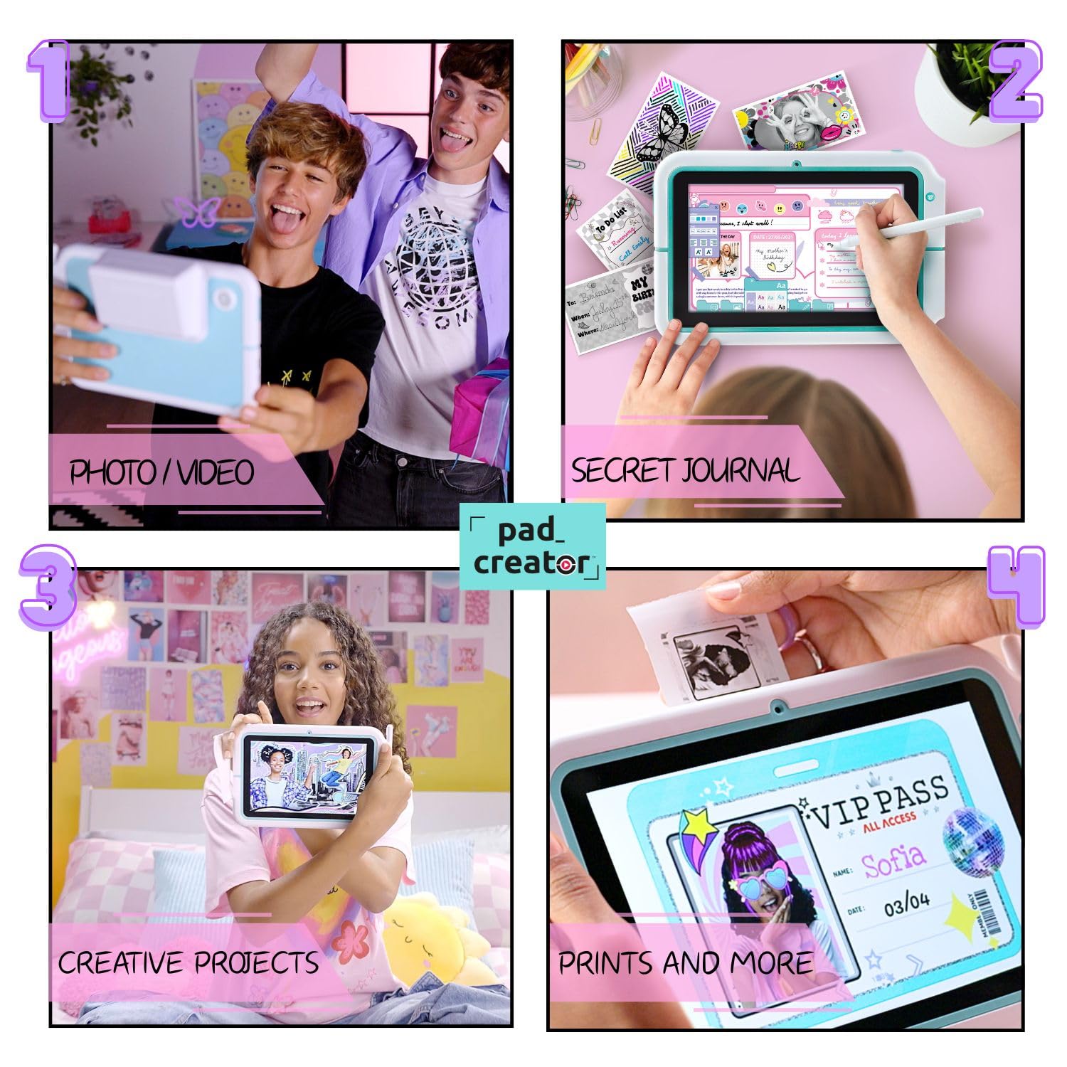 Pad Creator Instant Print Tablet – 8″ Kids Touchscreen with Stylus, 12MP Camera & Thermal Printer 8